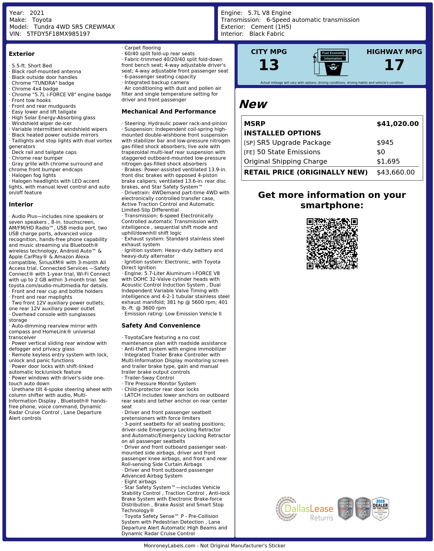 Monroney Label