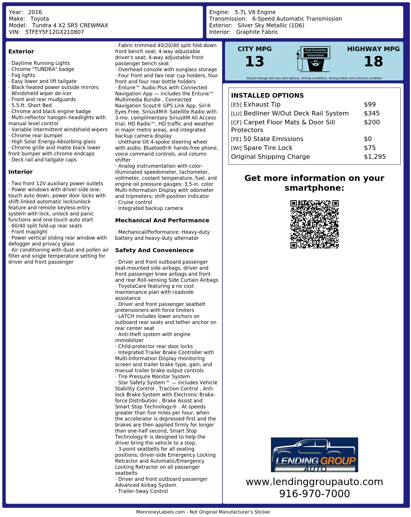 Monroney Label