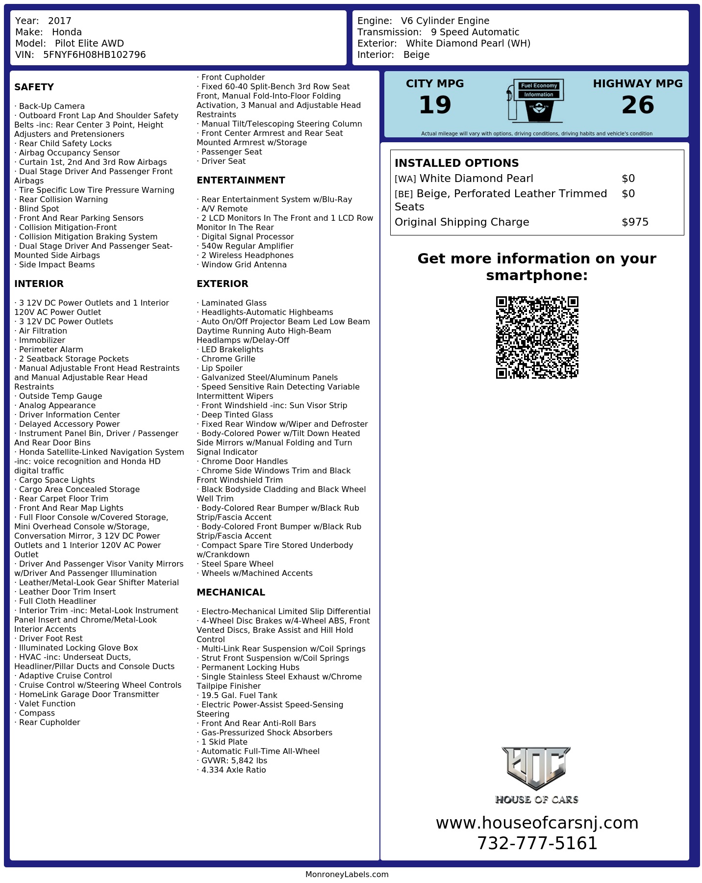Monroney Label