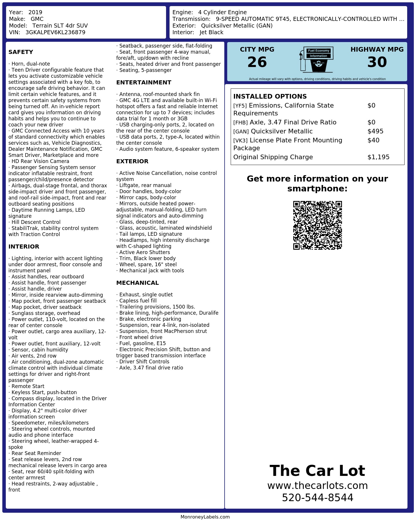 Monroney Label