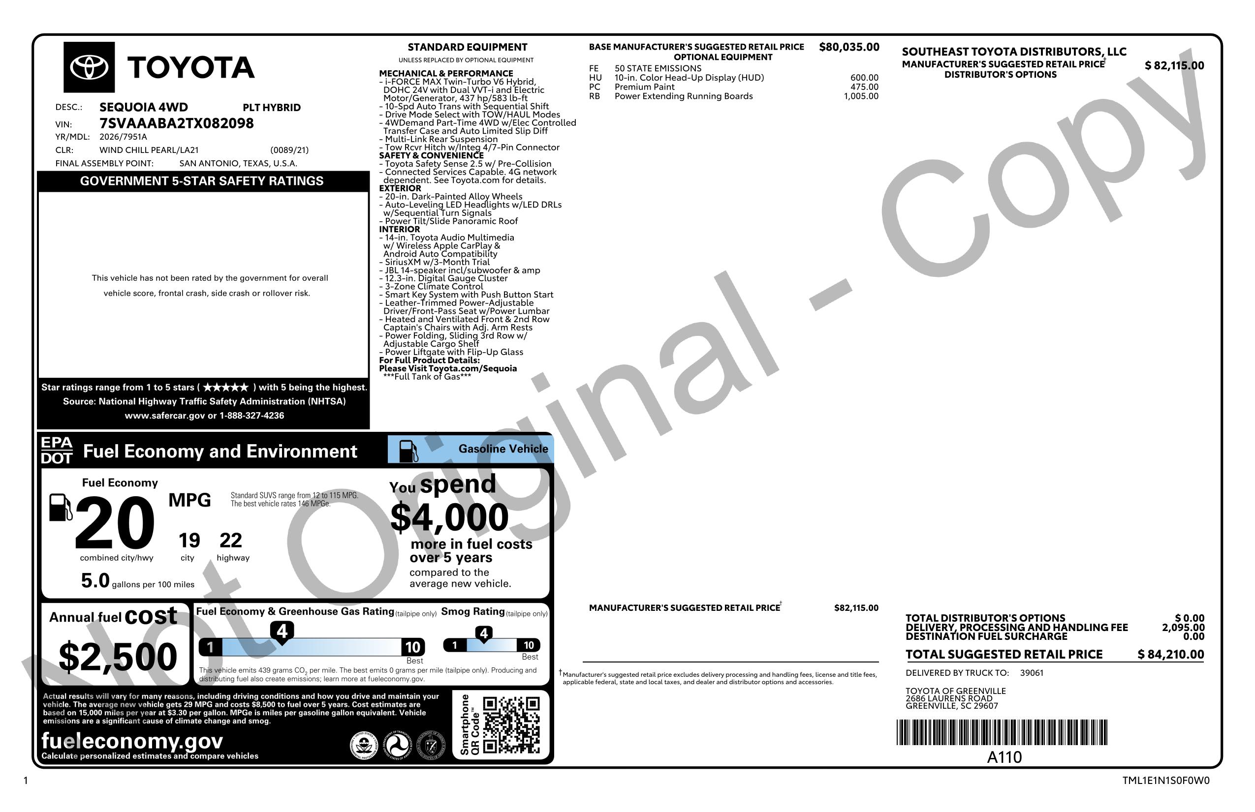 Monroney Label