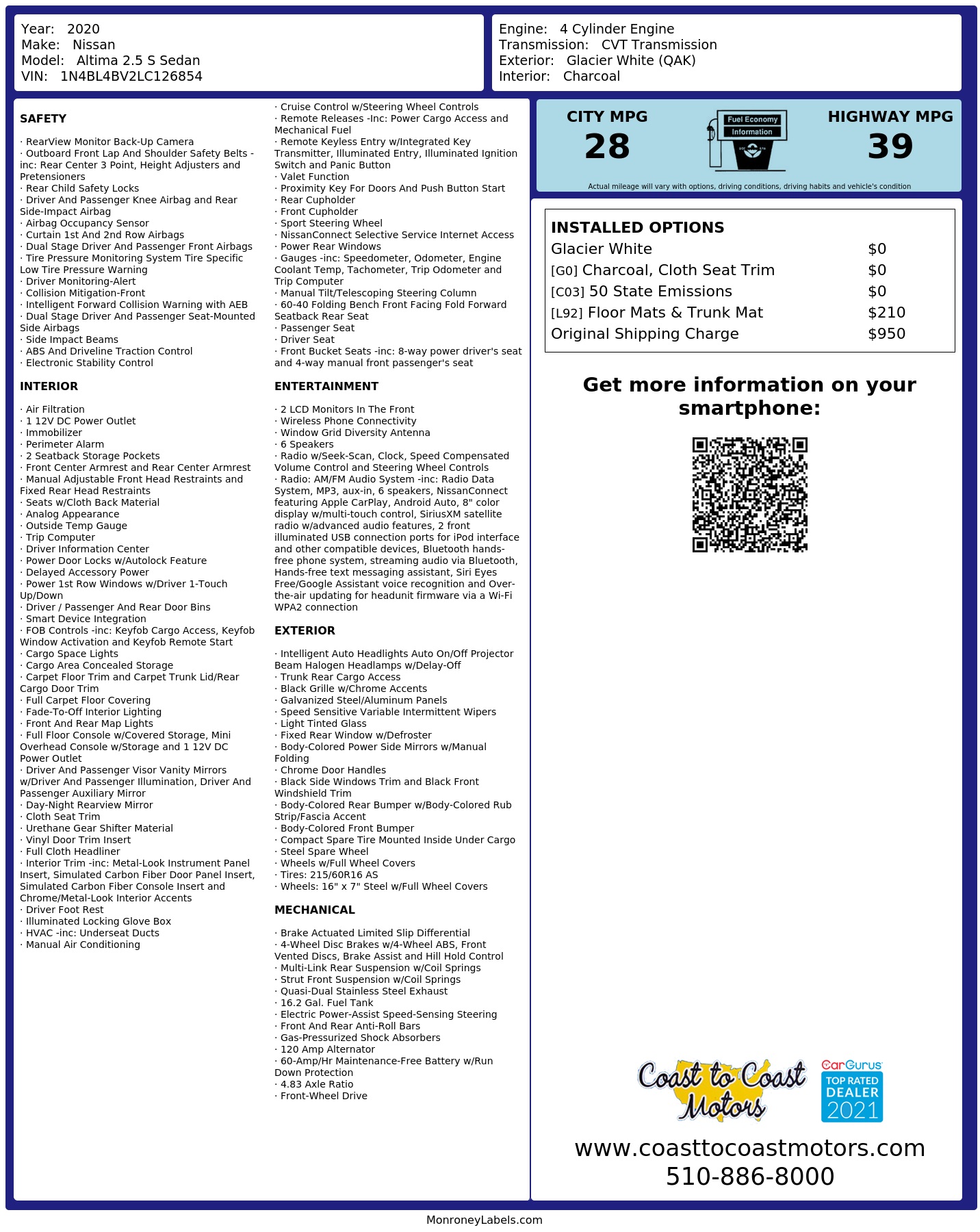 Monroney Label