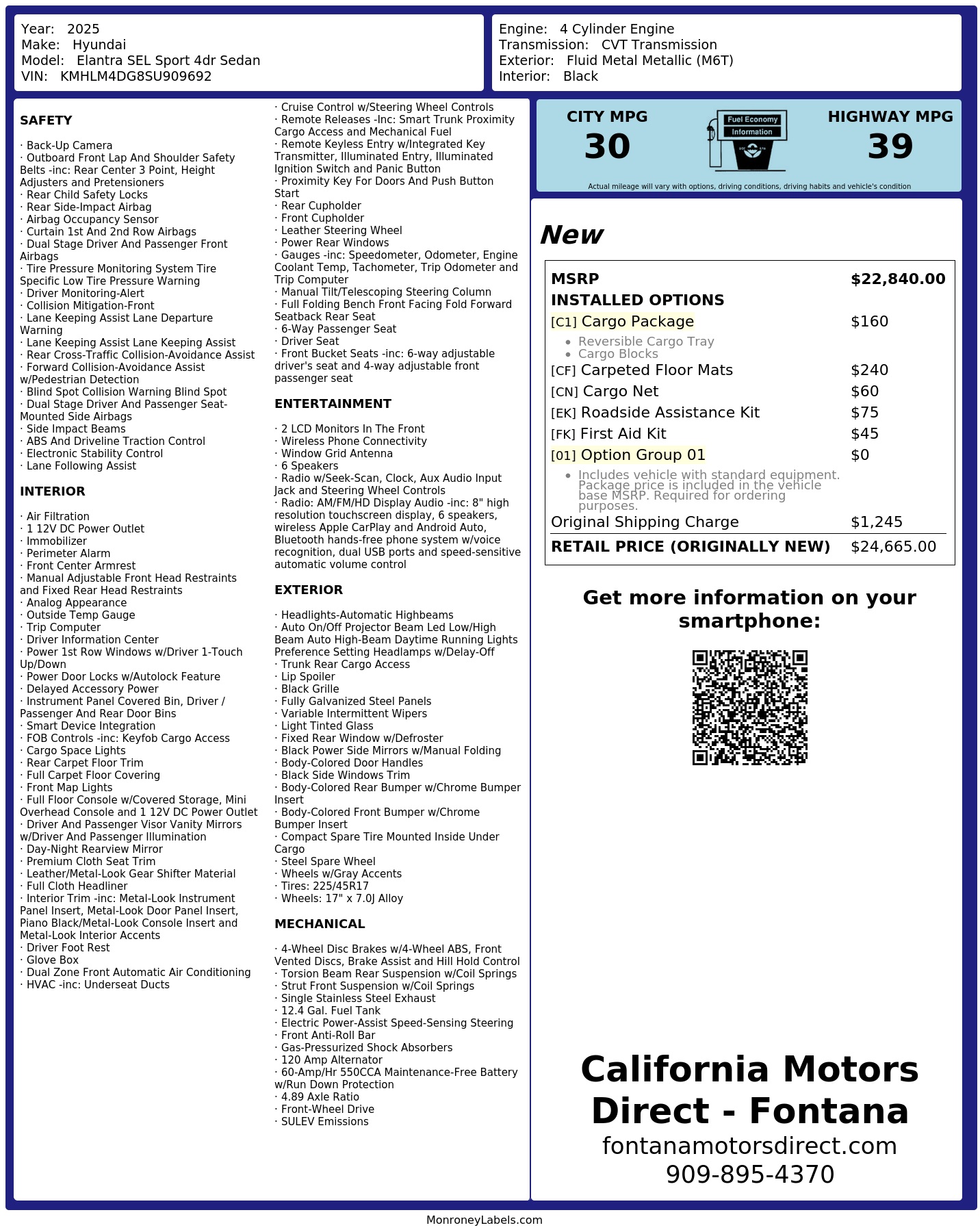 Monroney Label