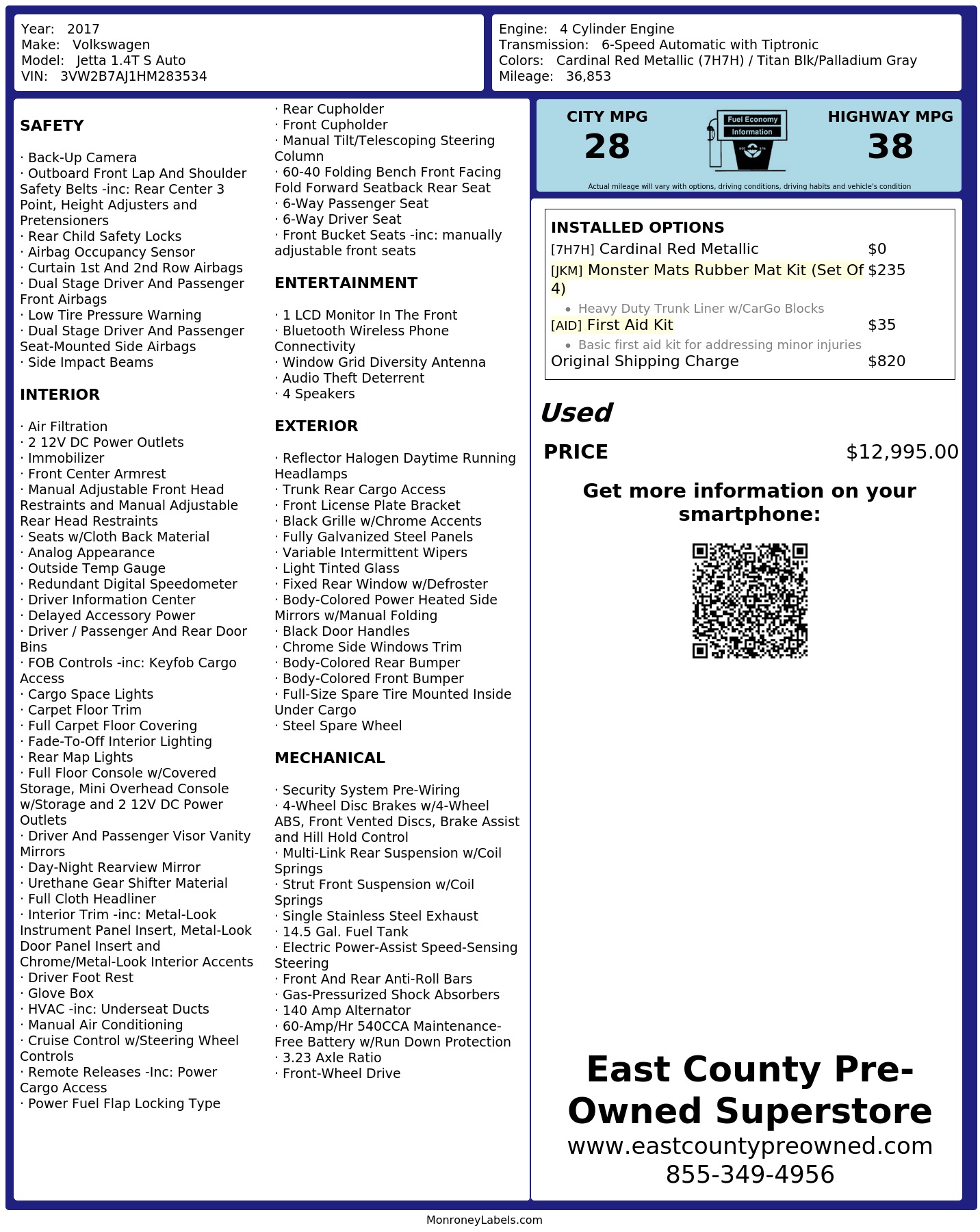 Monroney Label