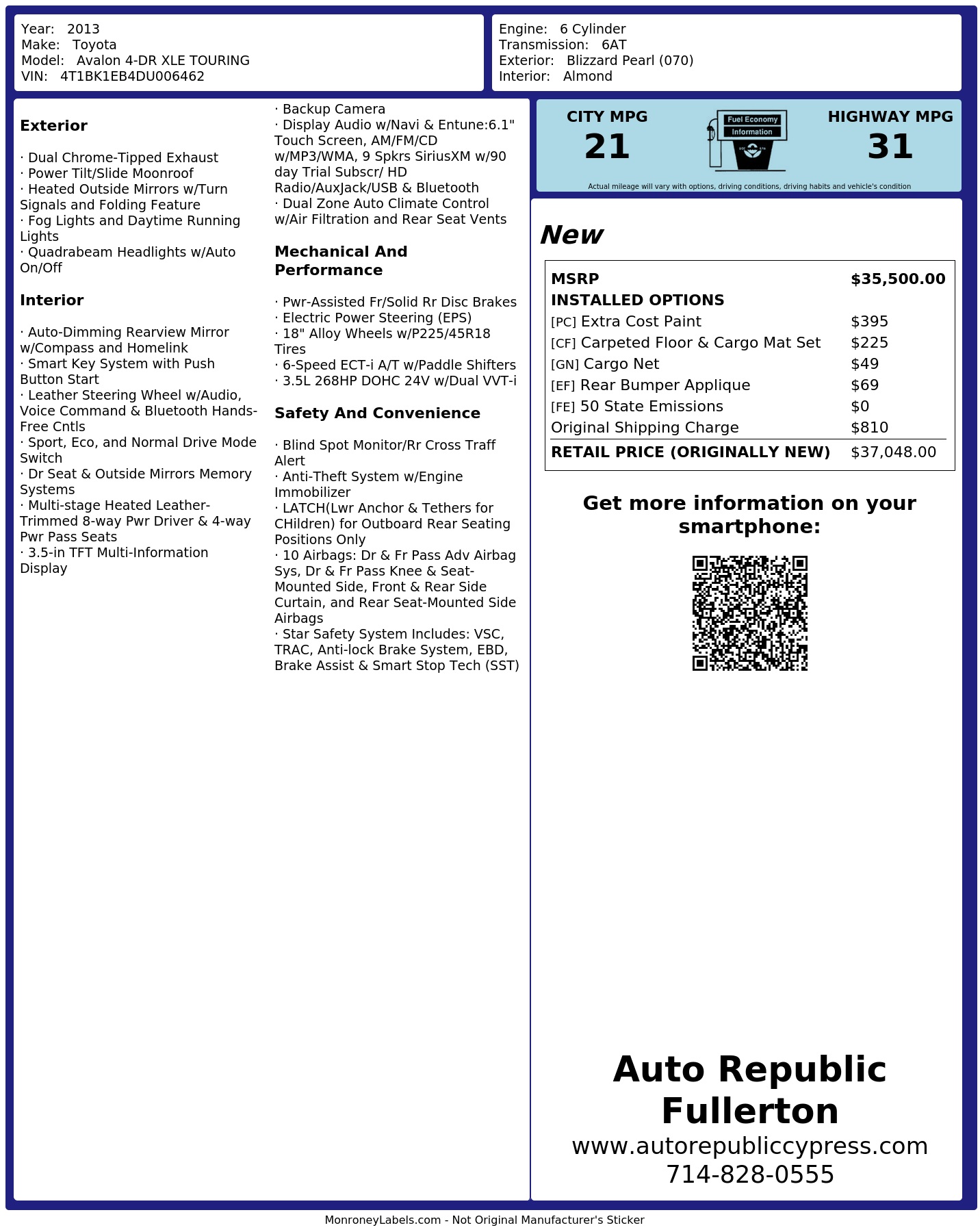 Monroney Label