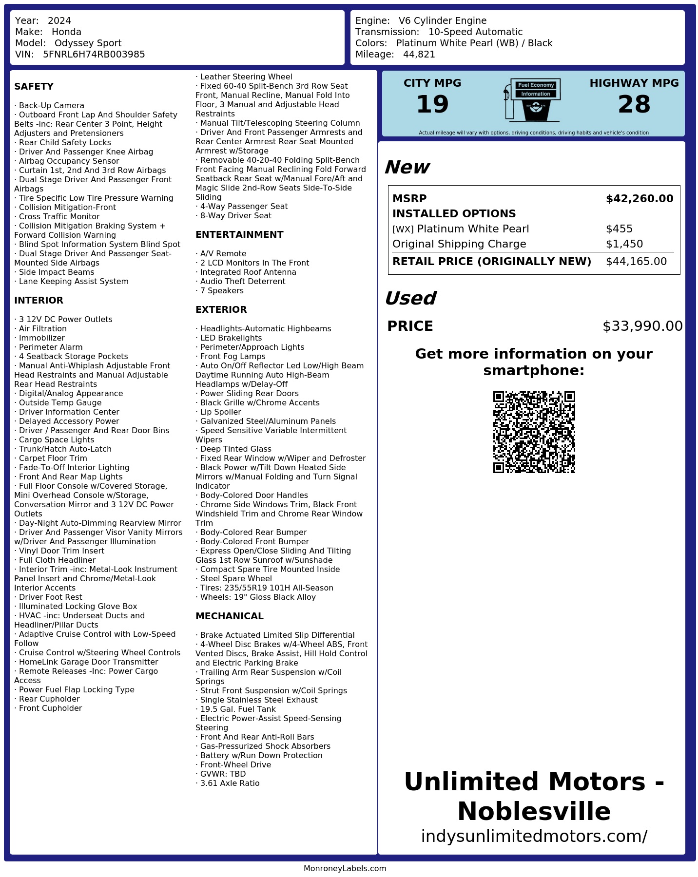Monroney Label