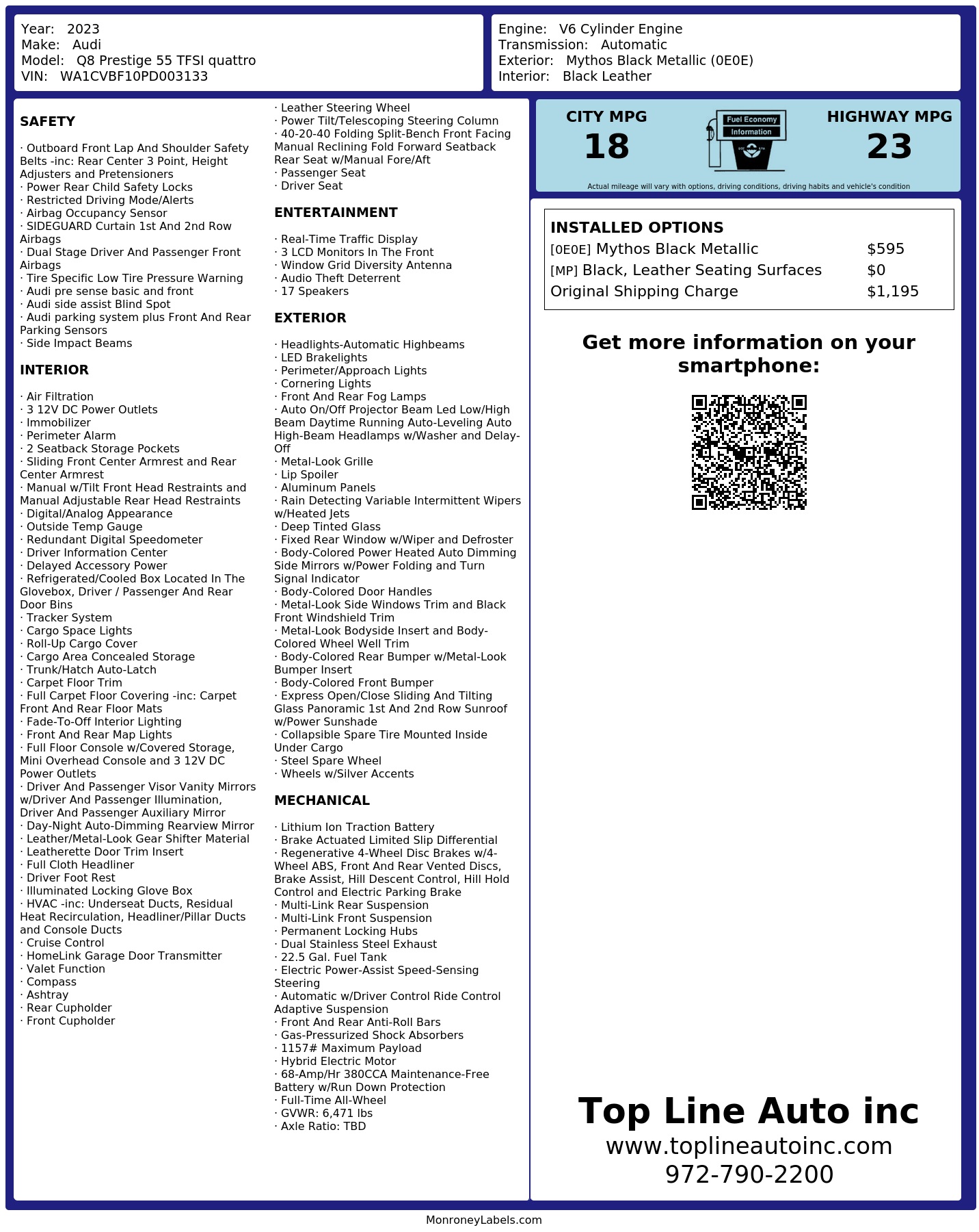 Monroney Label