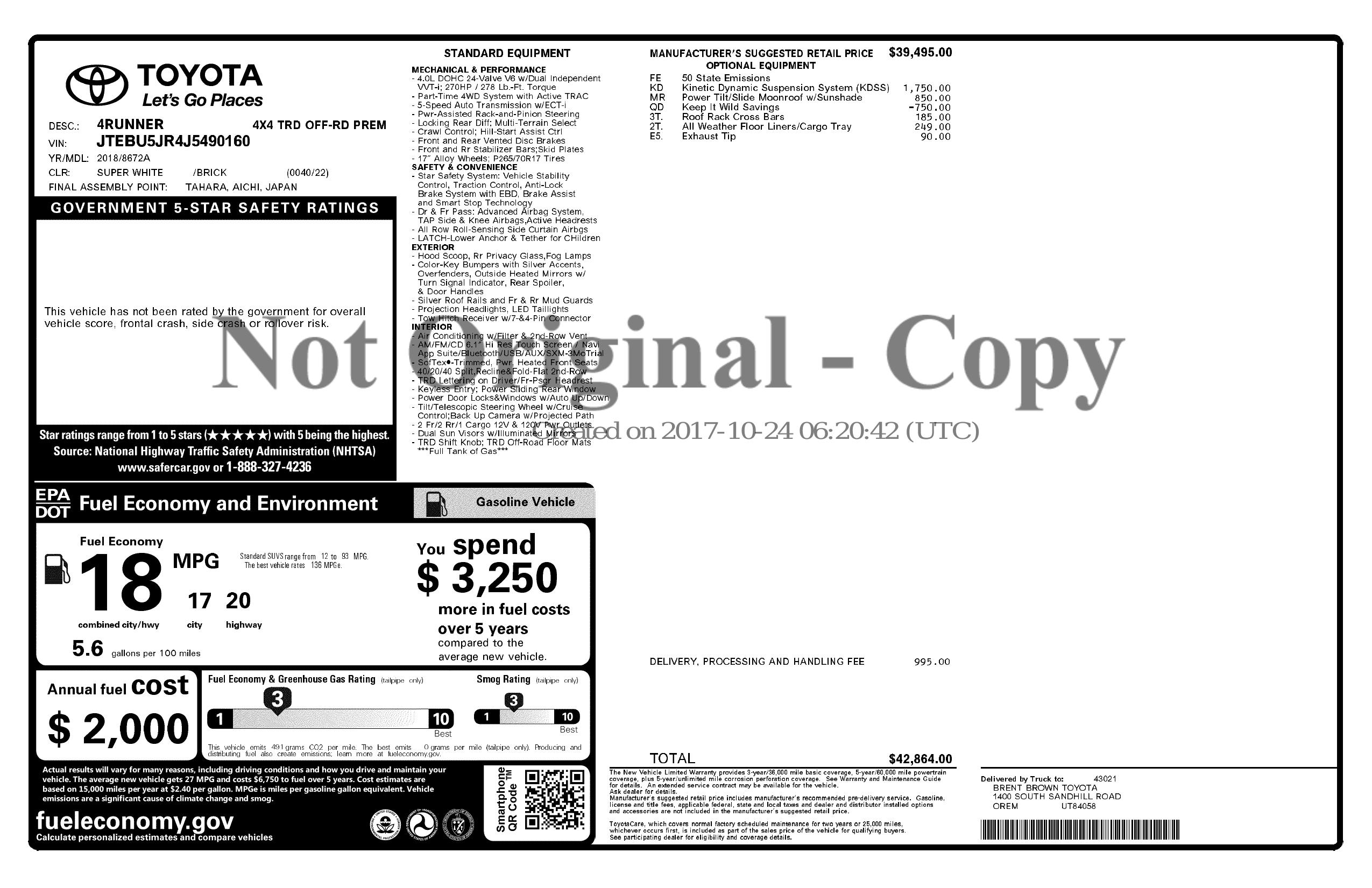 Monroney Label