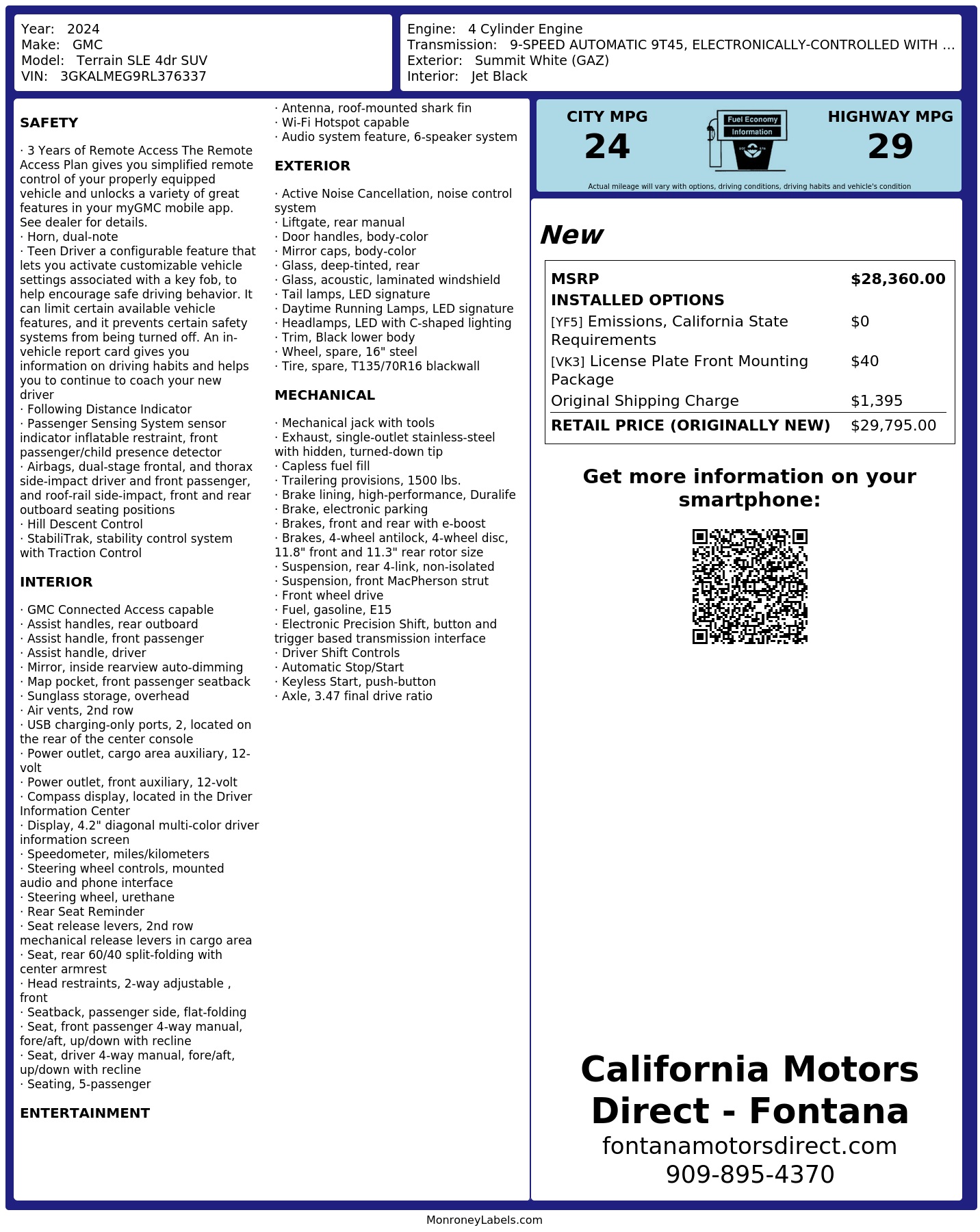 Monroney Label