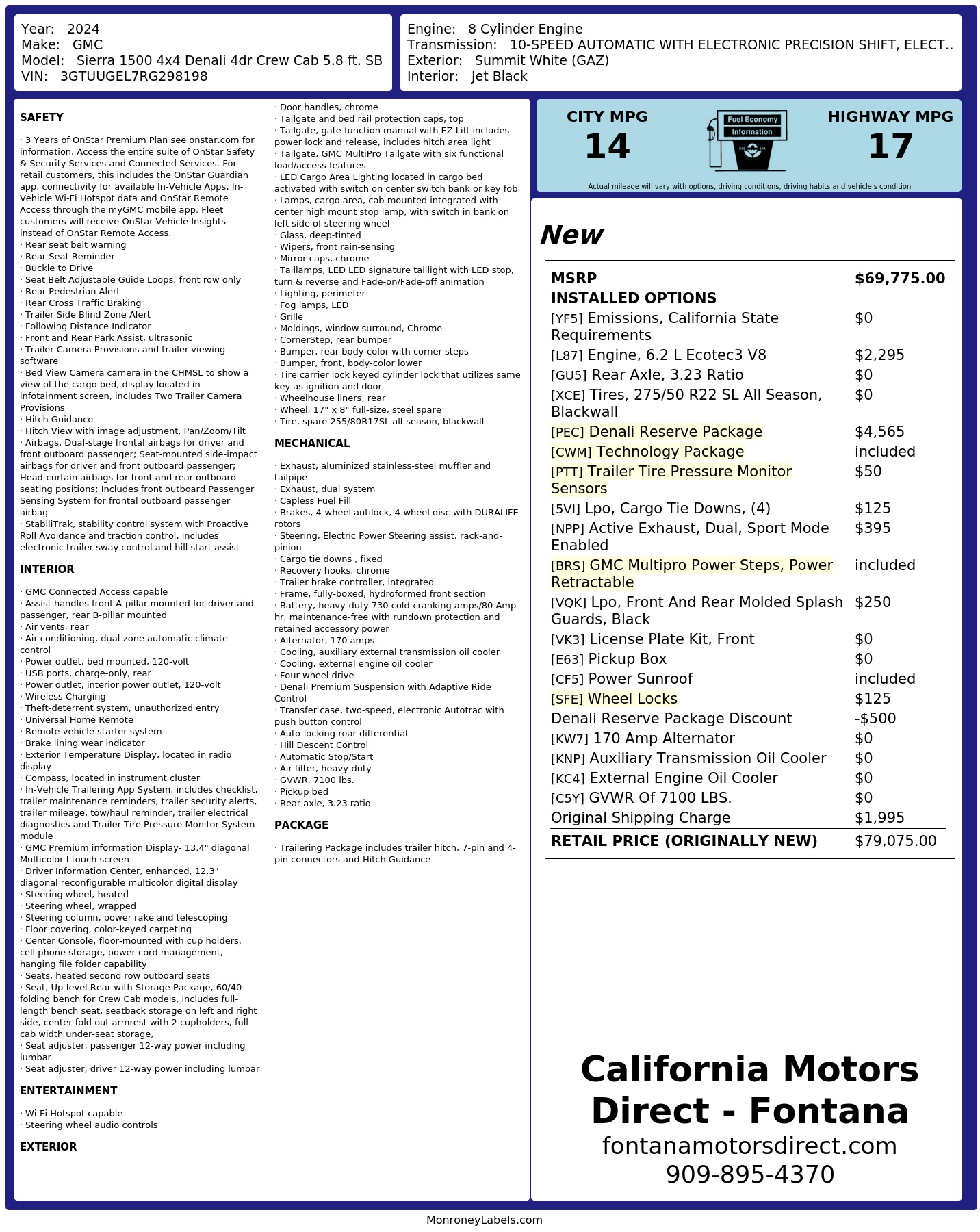 Monroney Label
