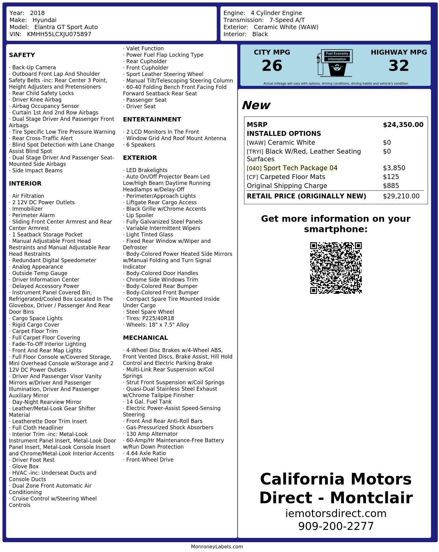 Monroney Label