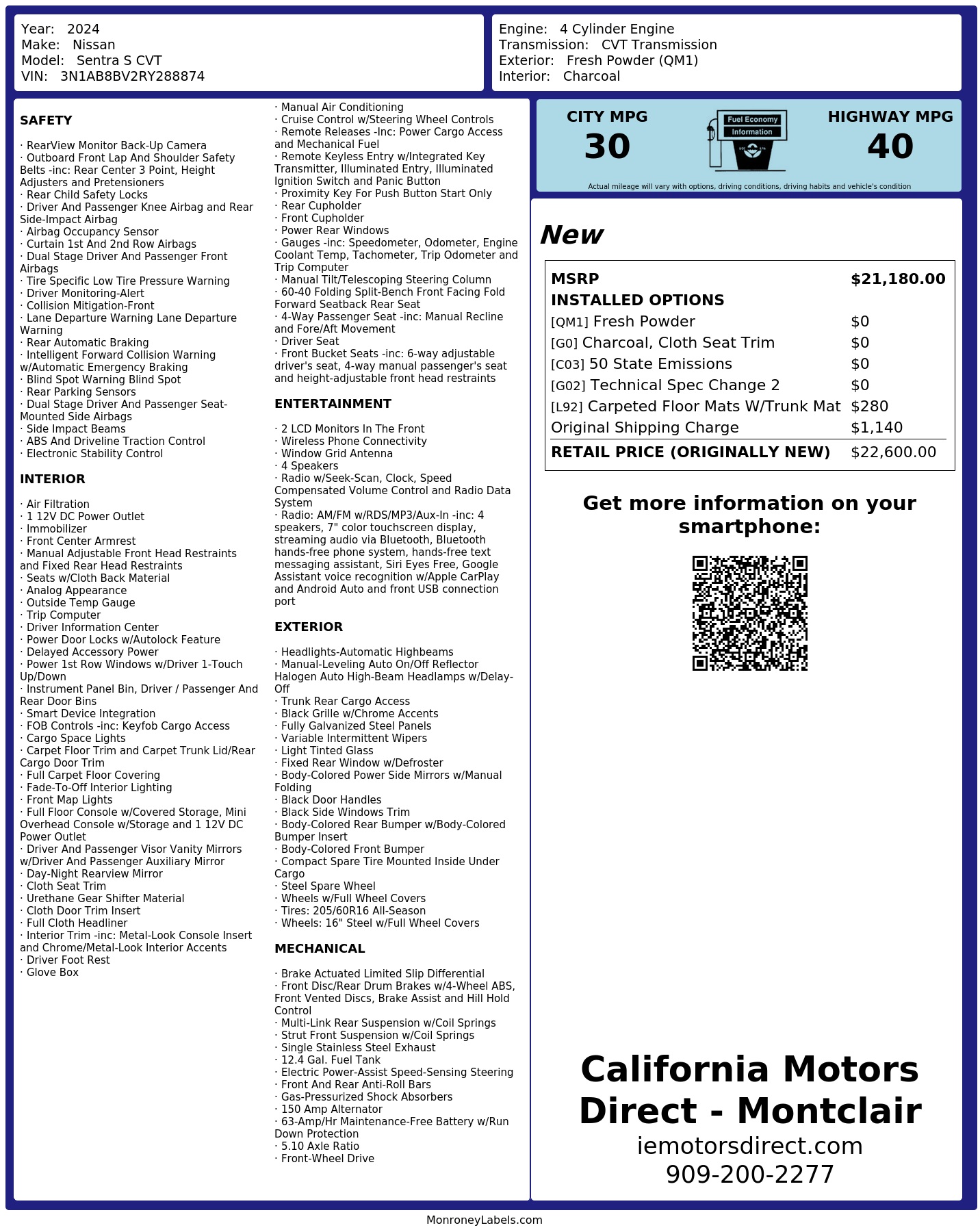 Monroney Label