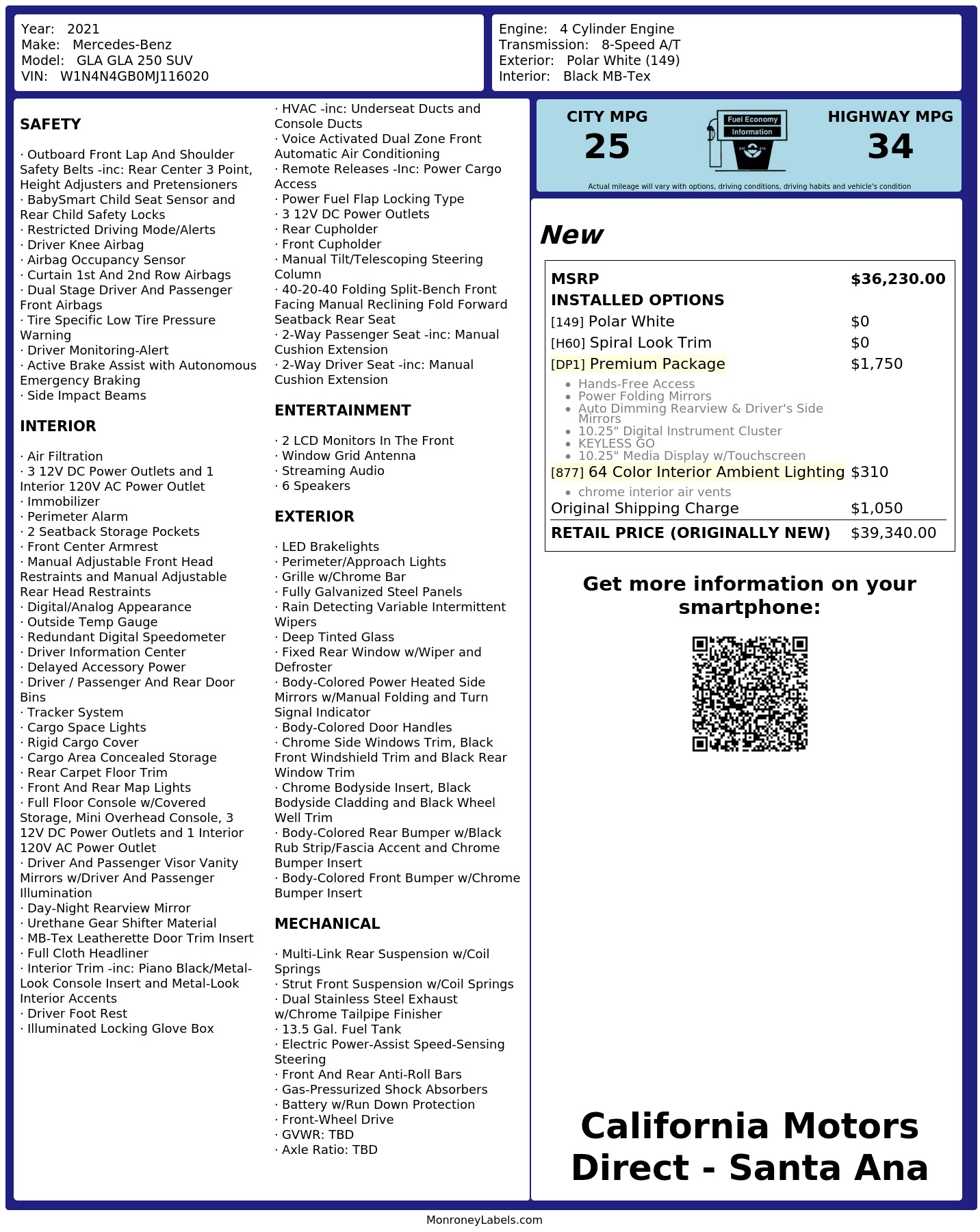 Monroney Label