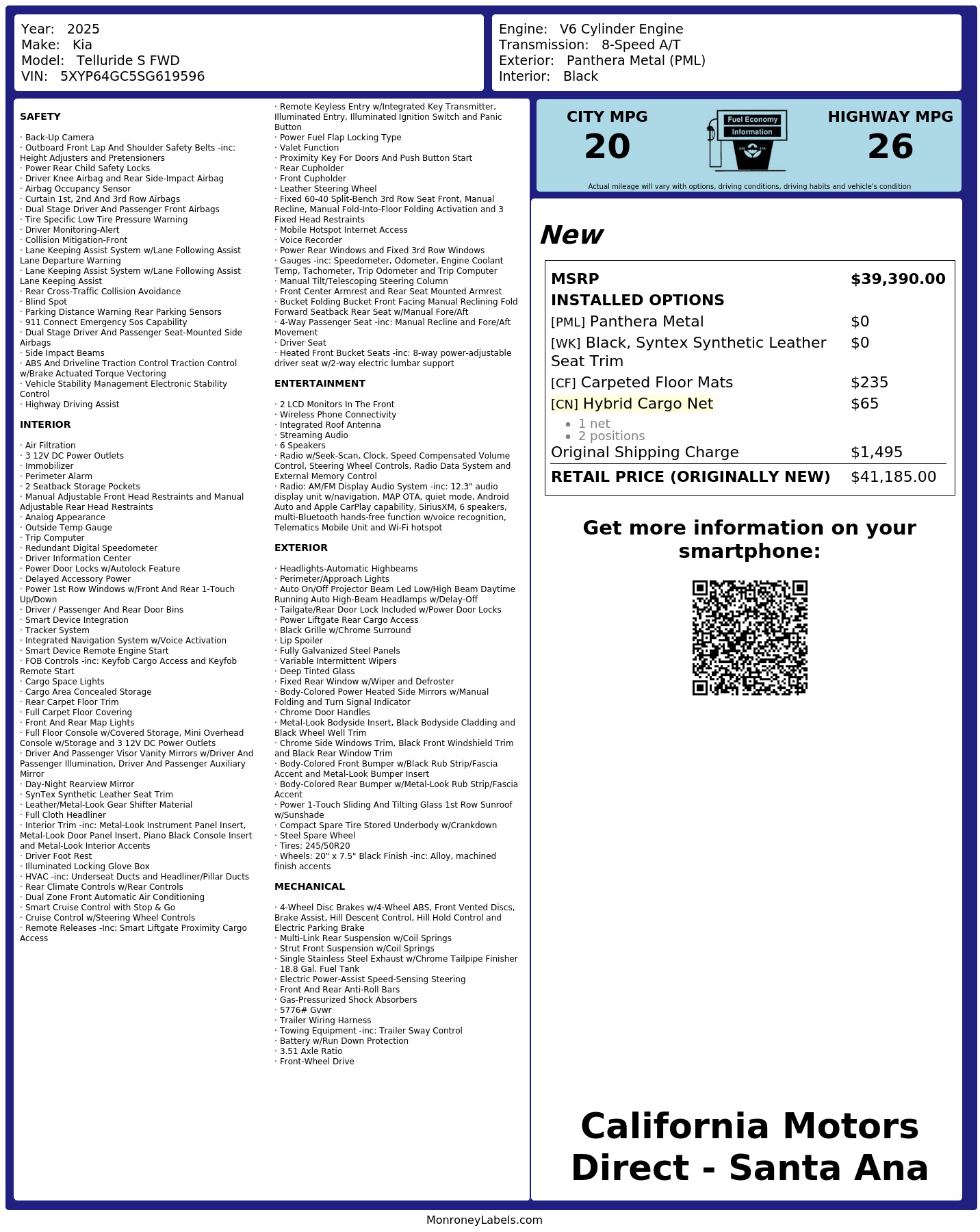 Monroney Label