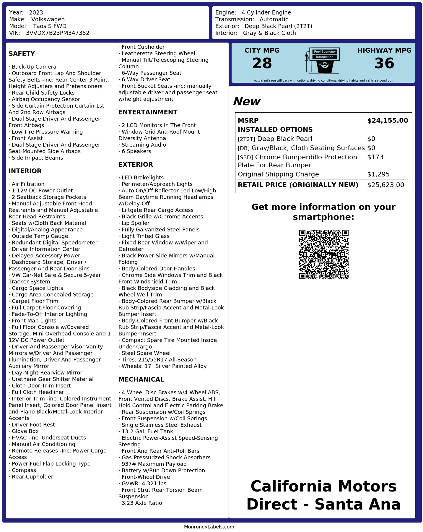 Monroney Label