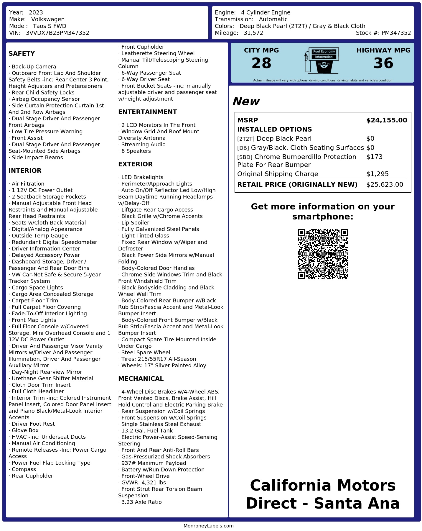 Monroney Label