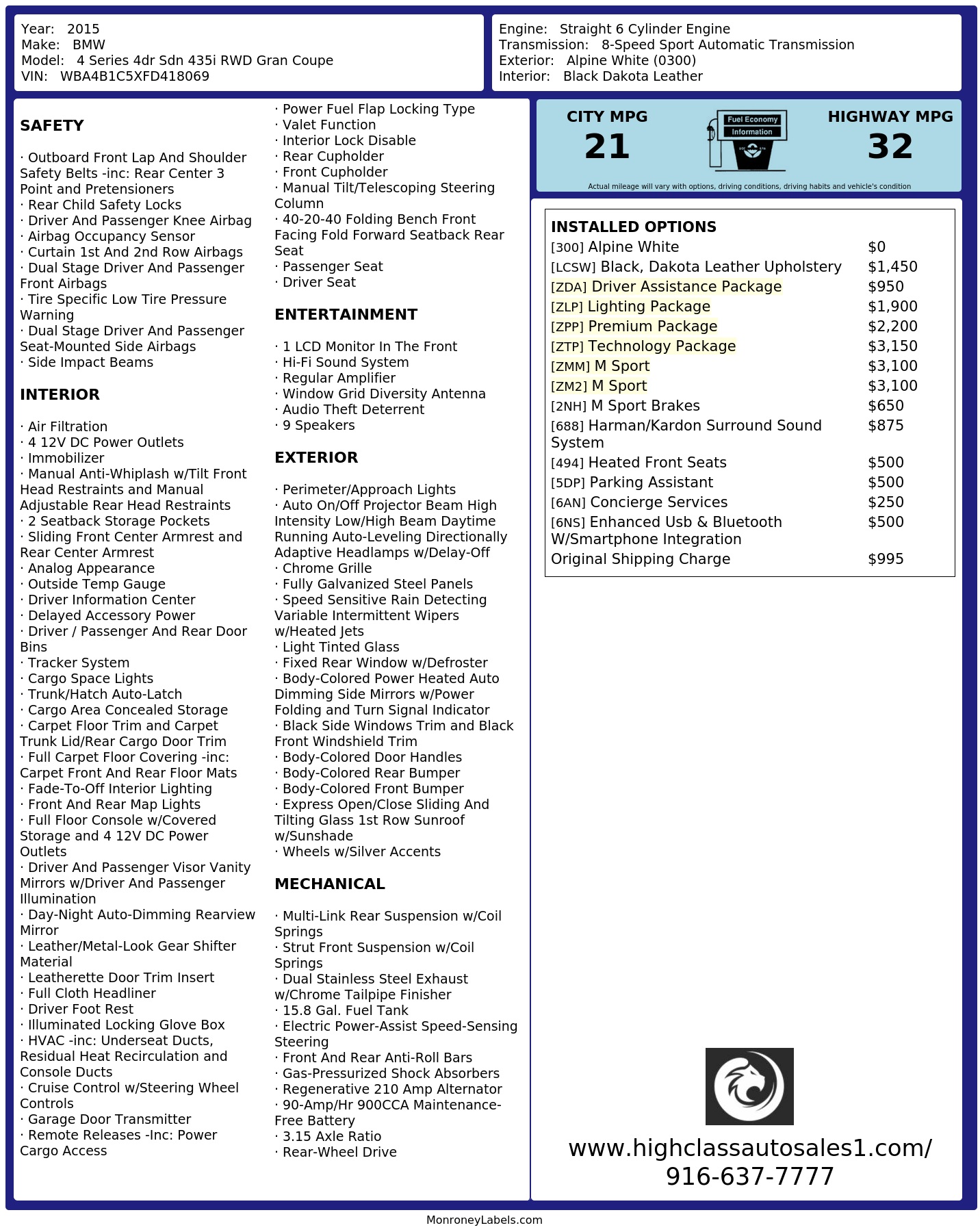 Monroney Label
