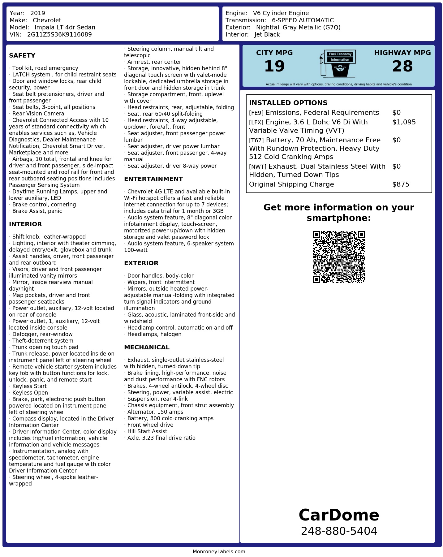 Monroney Label