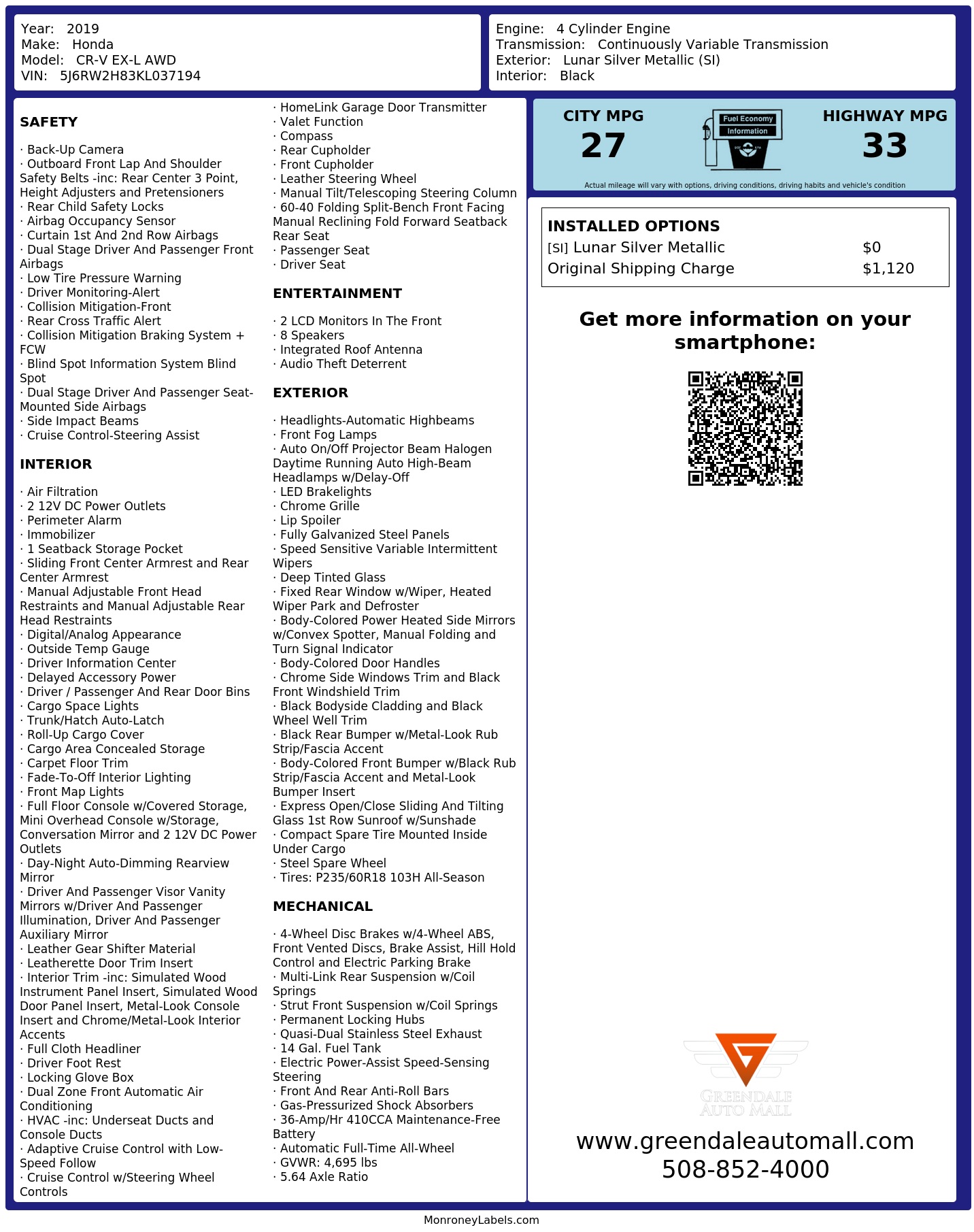 Monroney Label