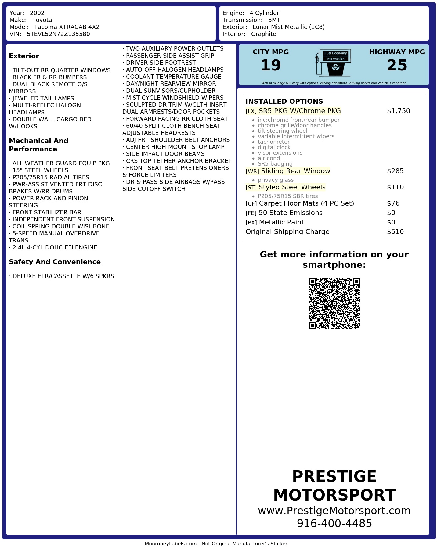 Monroney Label