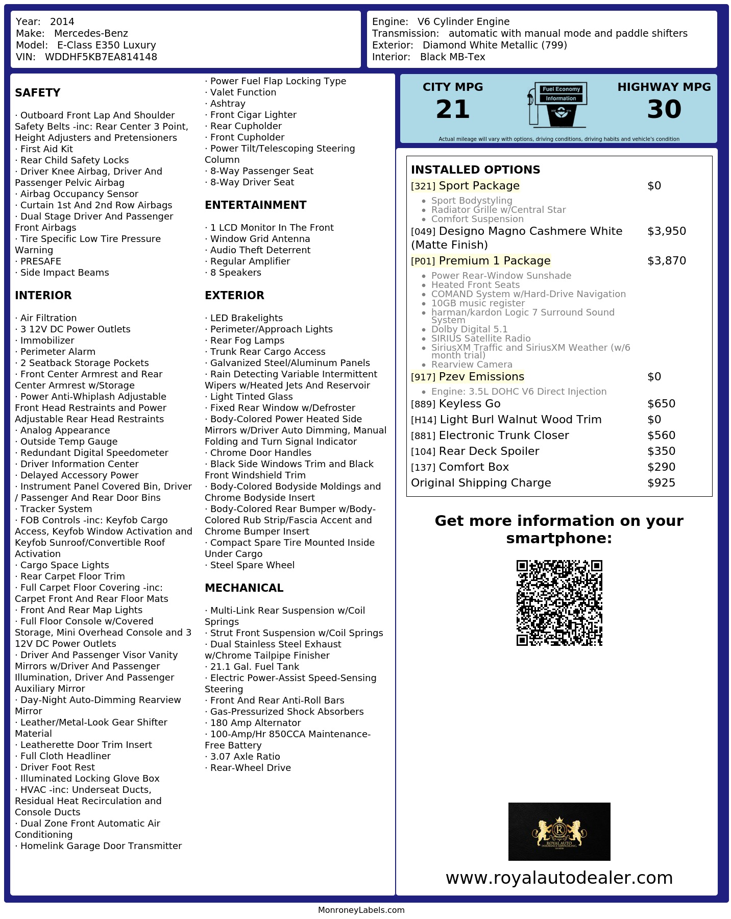 Monroney Label