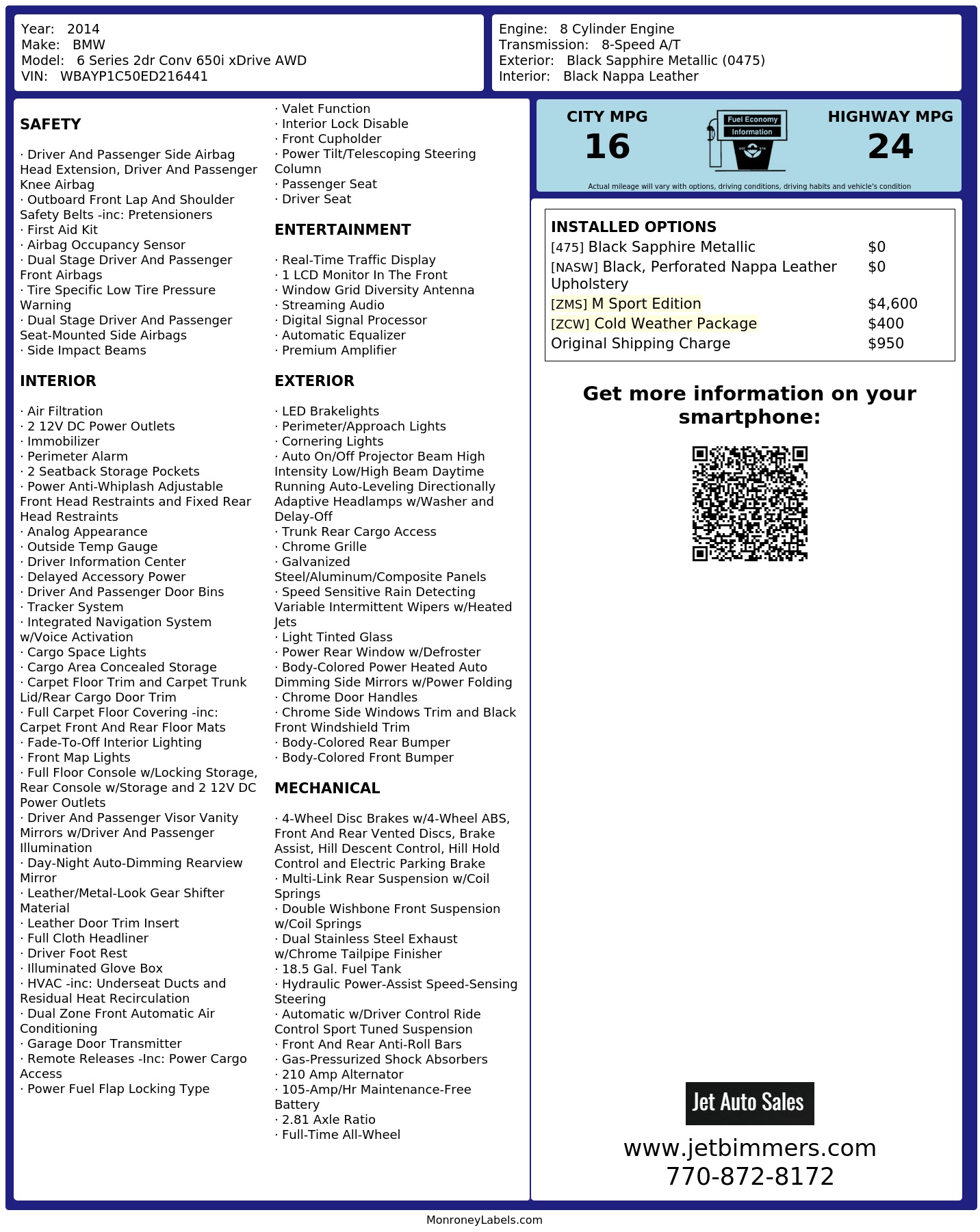 Monroney Label