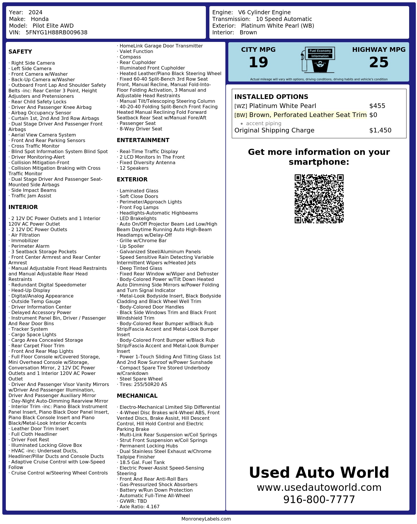 Monroney Label