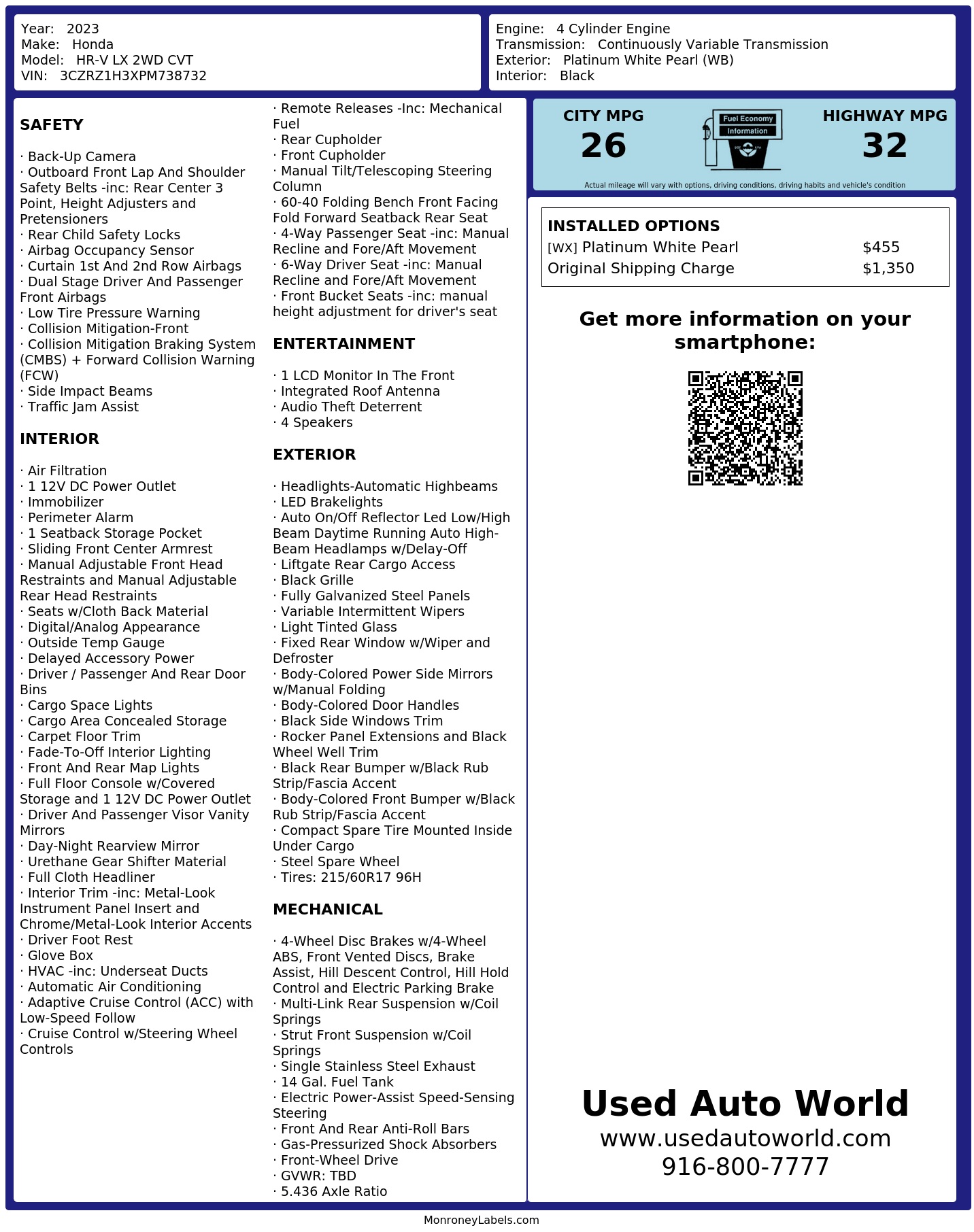 Monroney Label