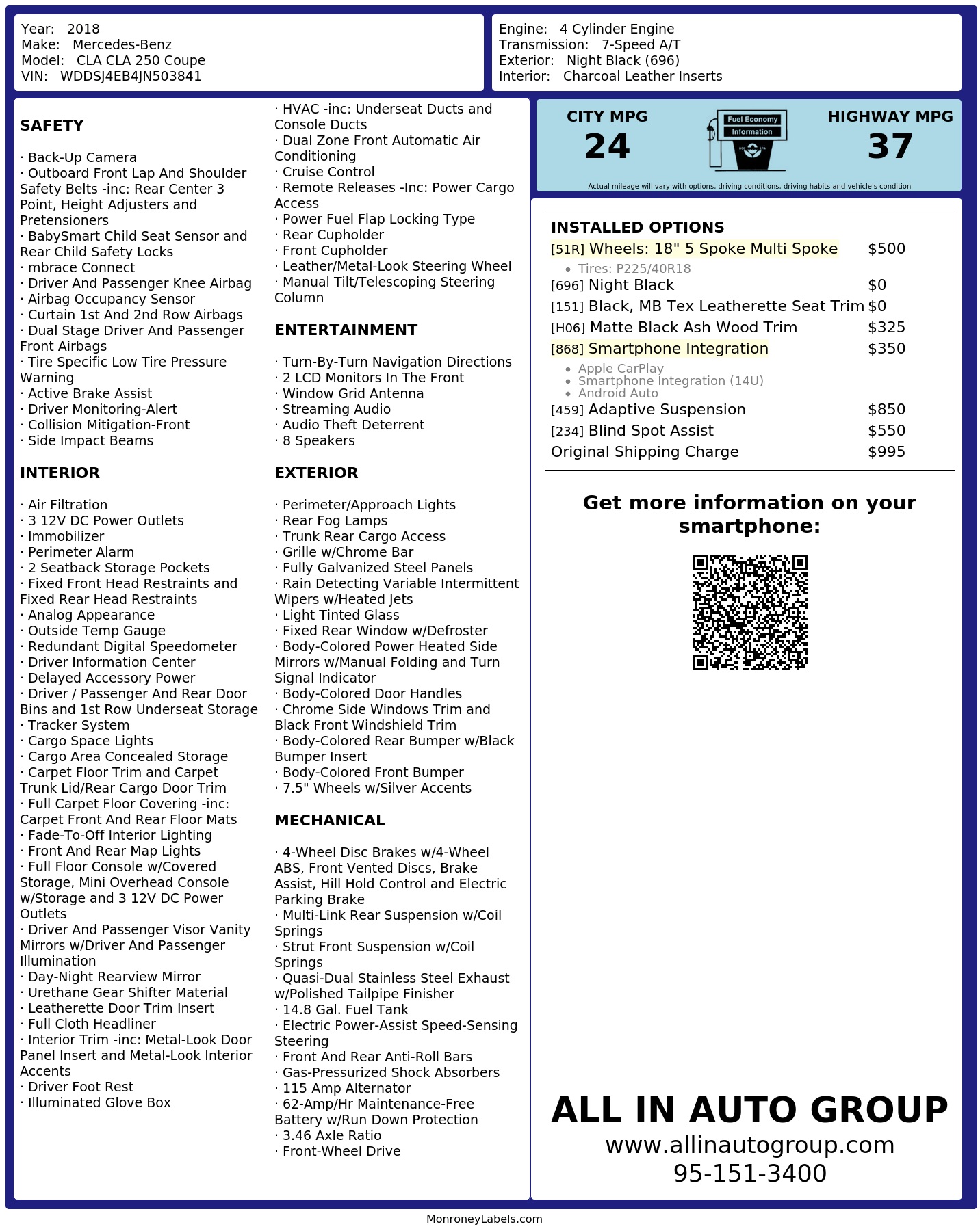 Monroney Label