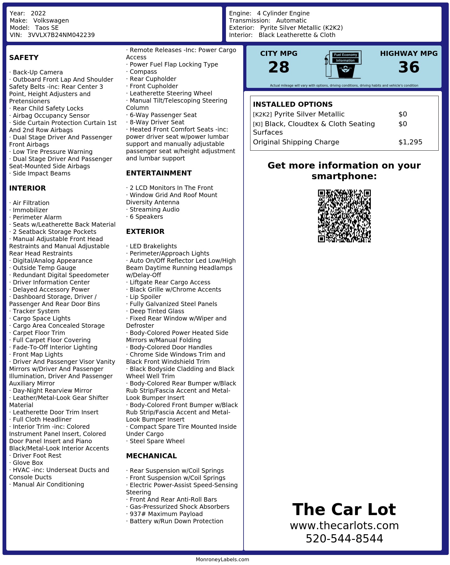 Monroney Label