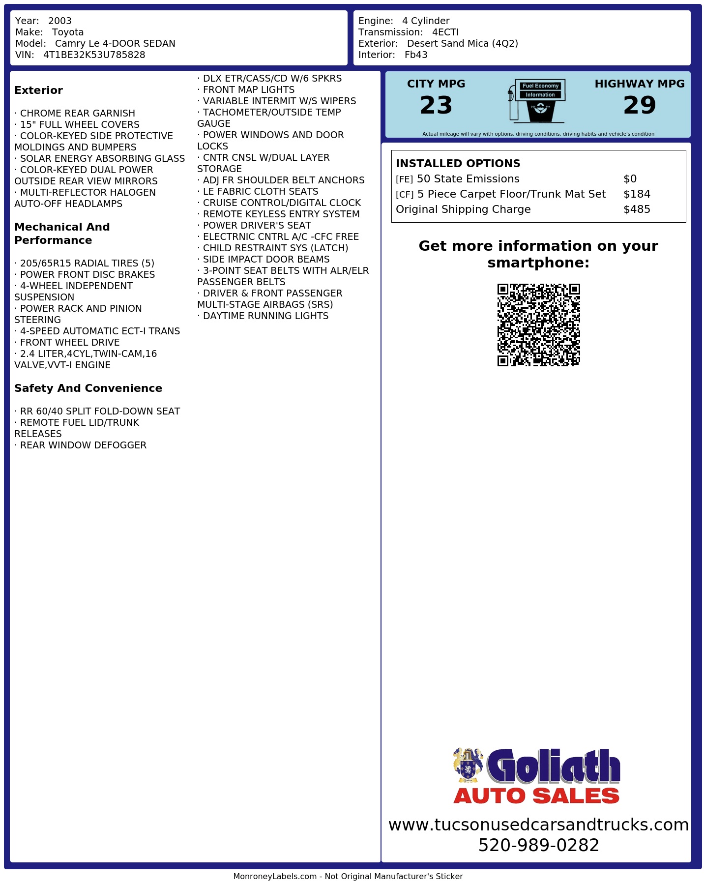 Monroney Label