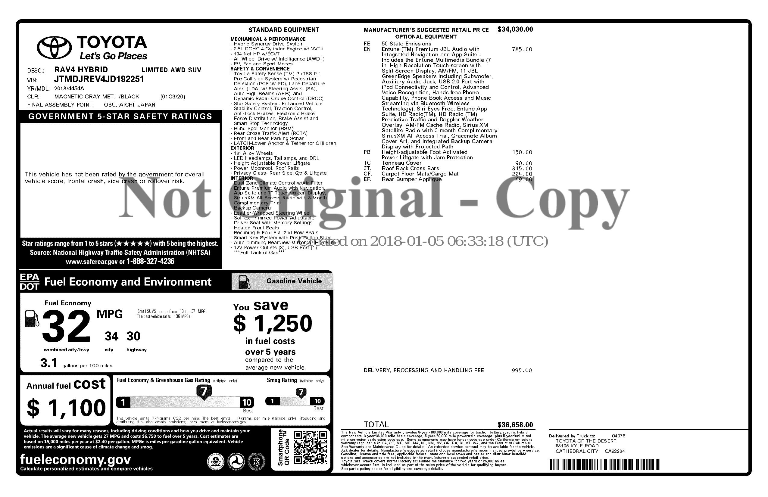 Monroney Label