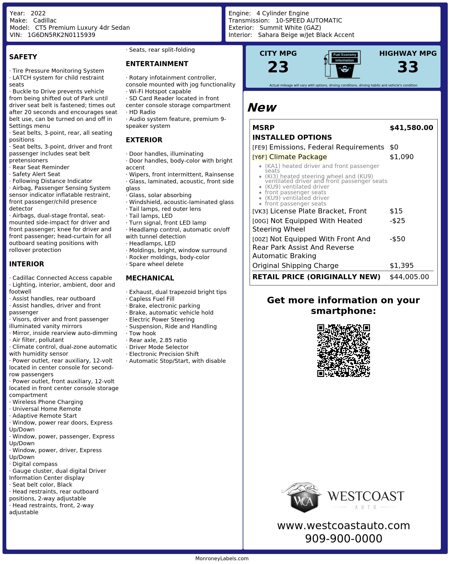 Monroney Label