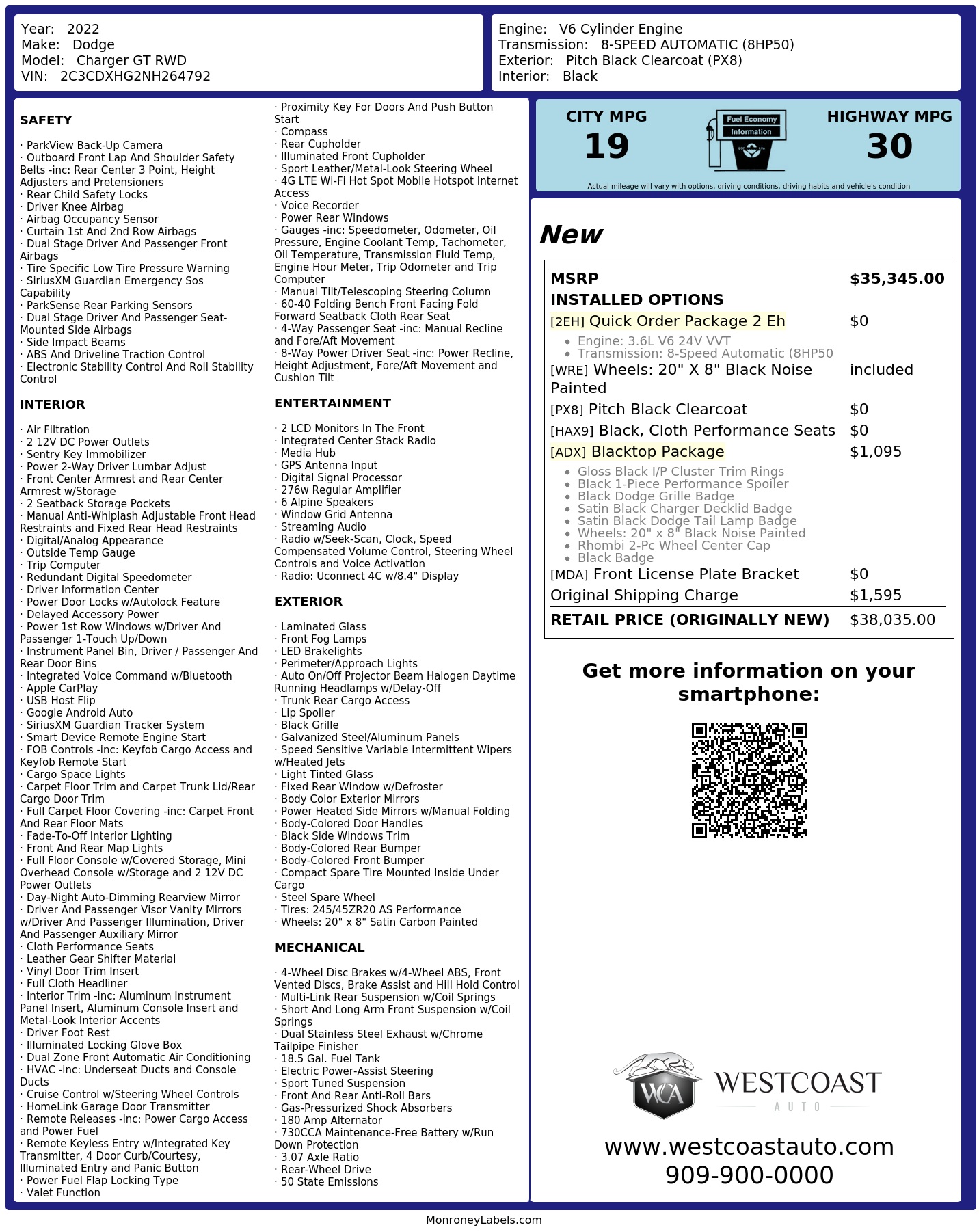 Monroney Label
