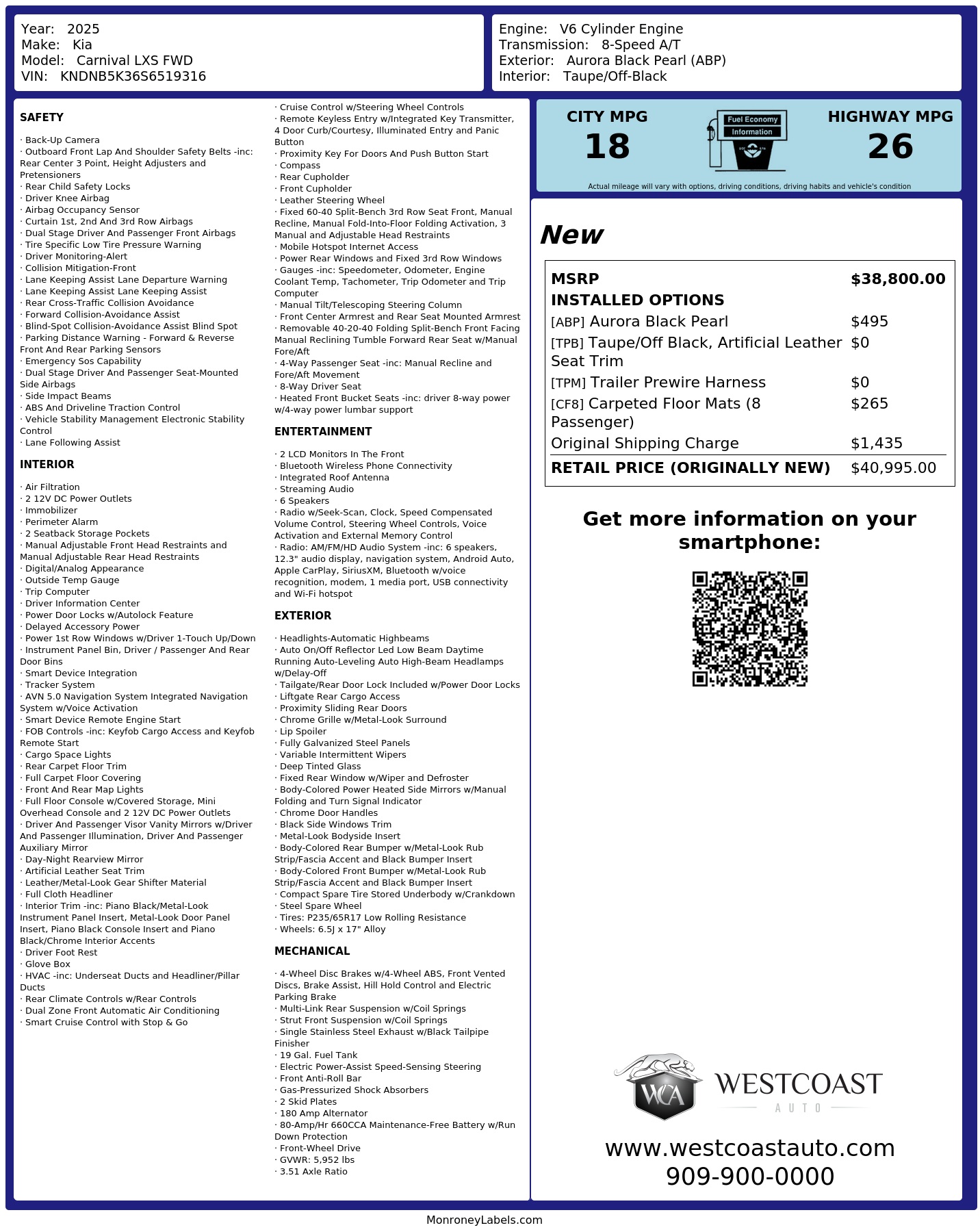 Monroney Label