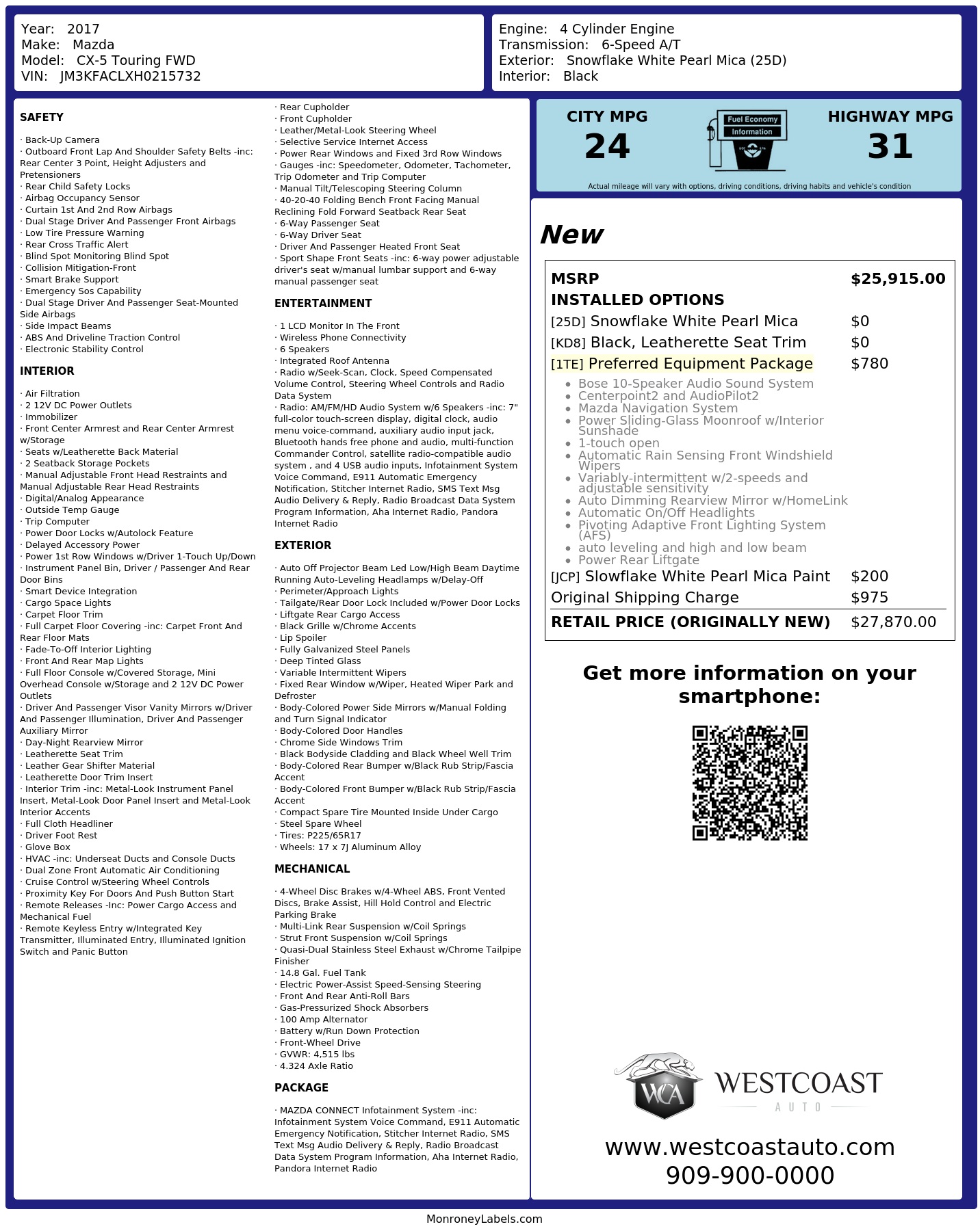 Monroney Label