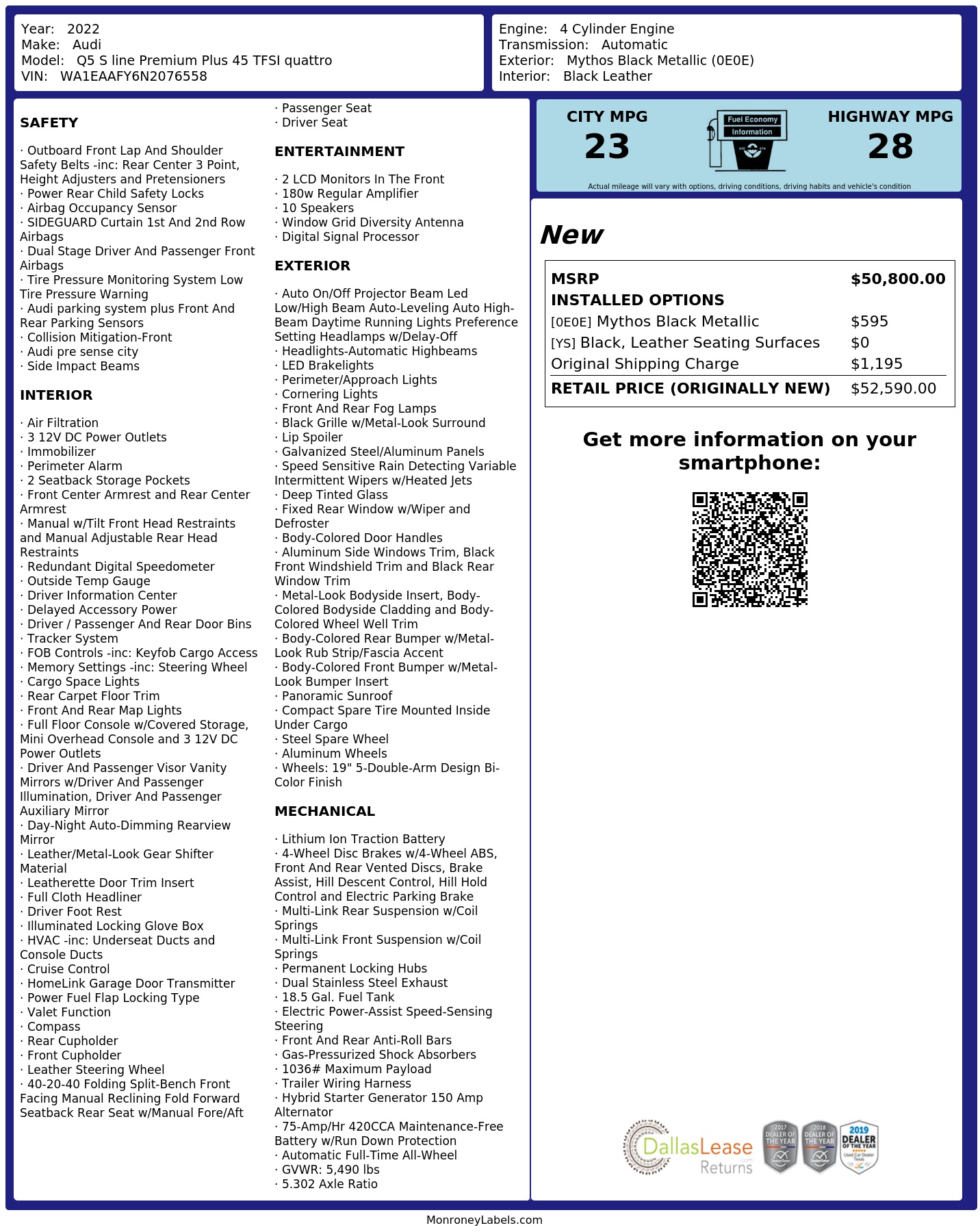 Monroney Label
