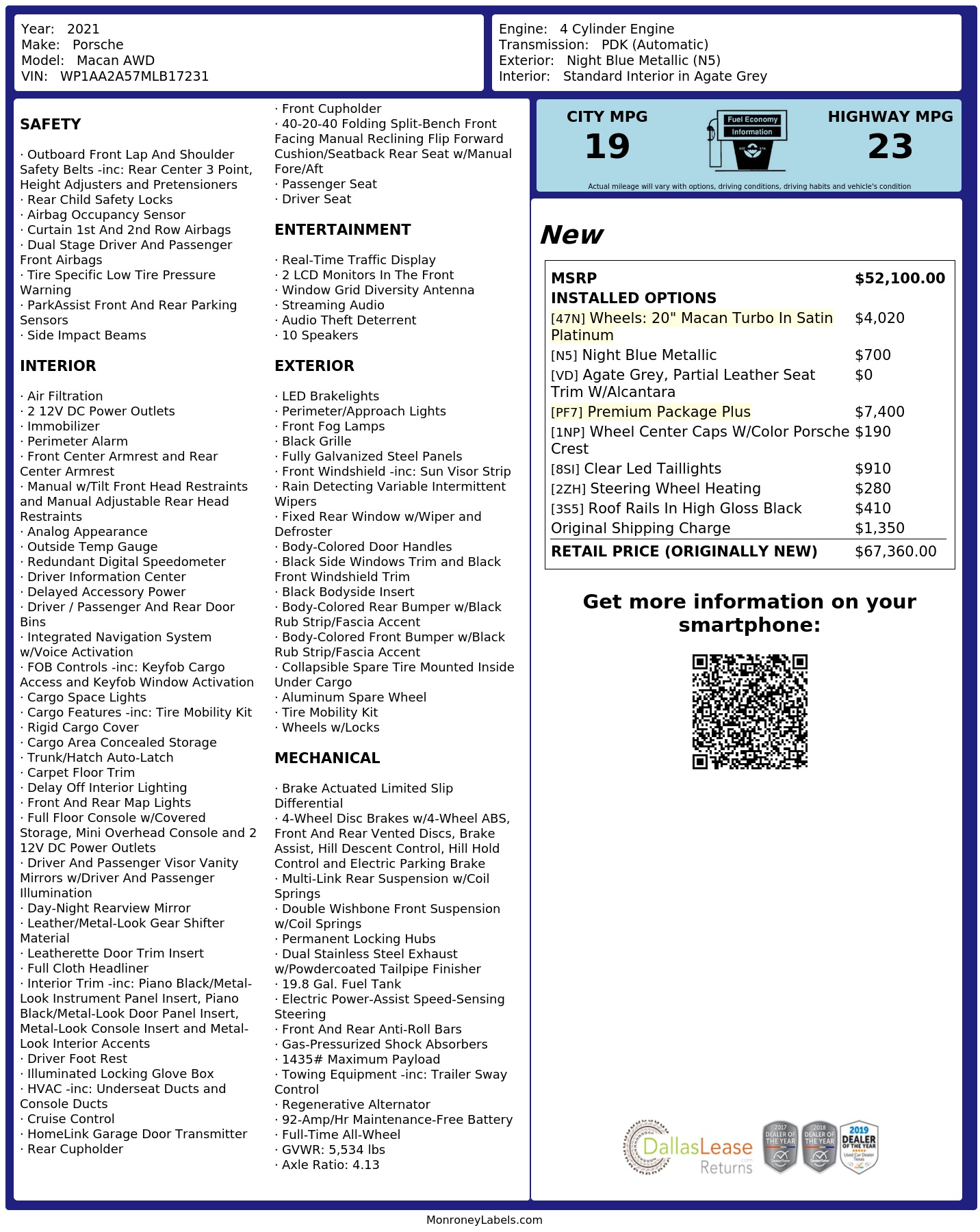 Monroney Label