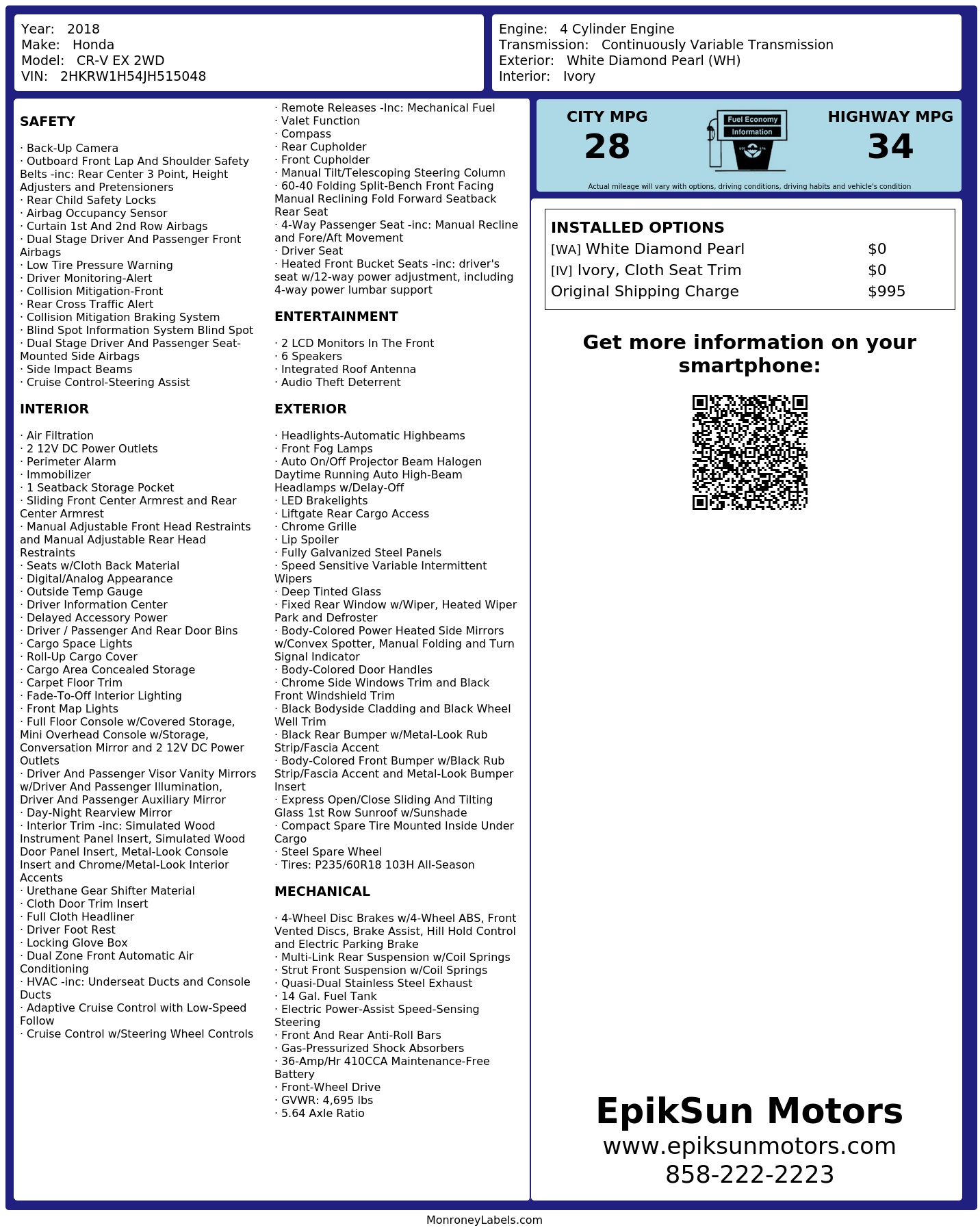 Monroney Label