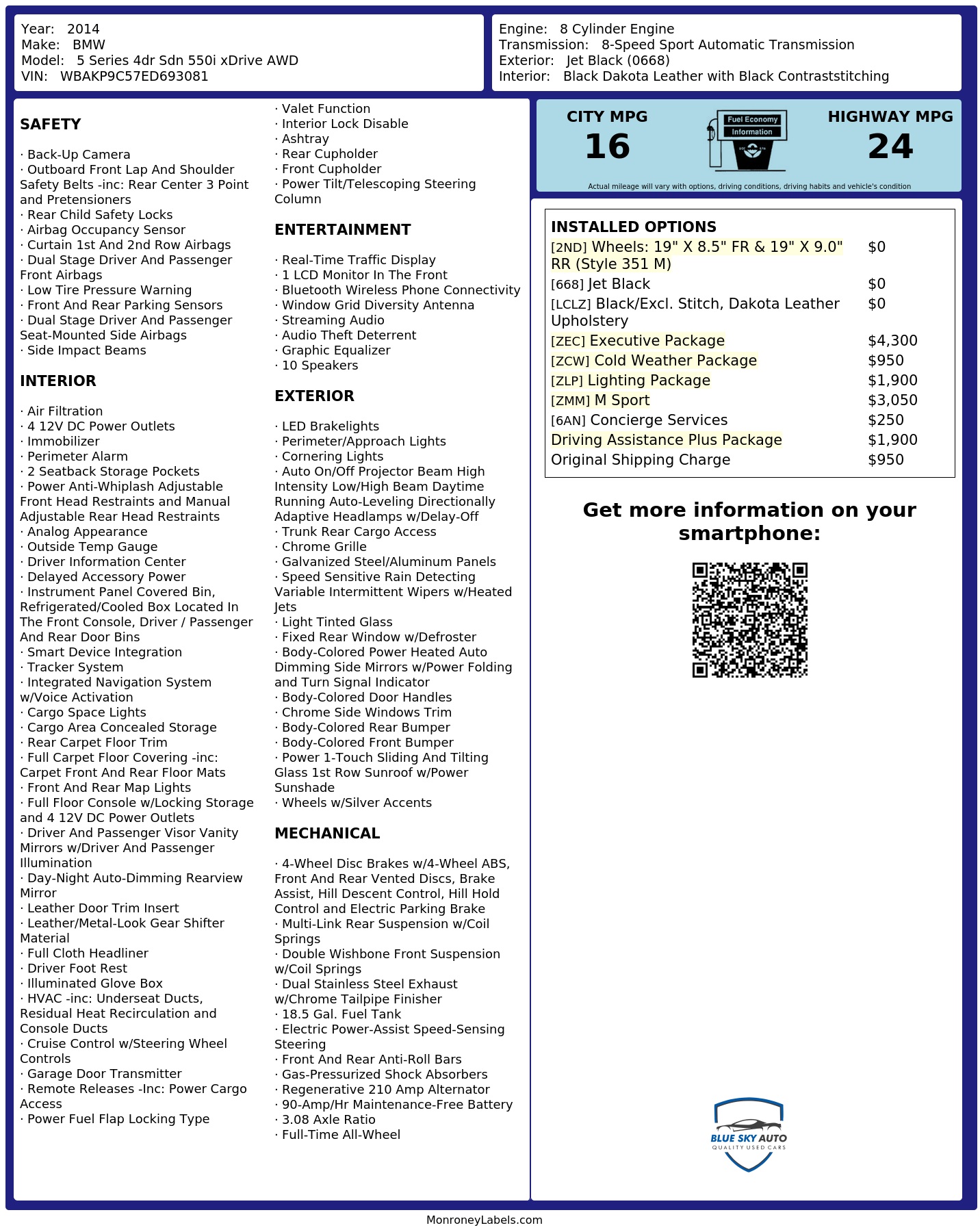 Monroney Label