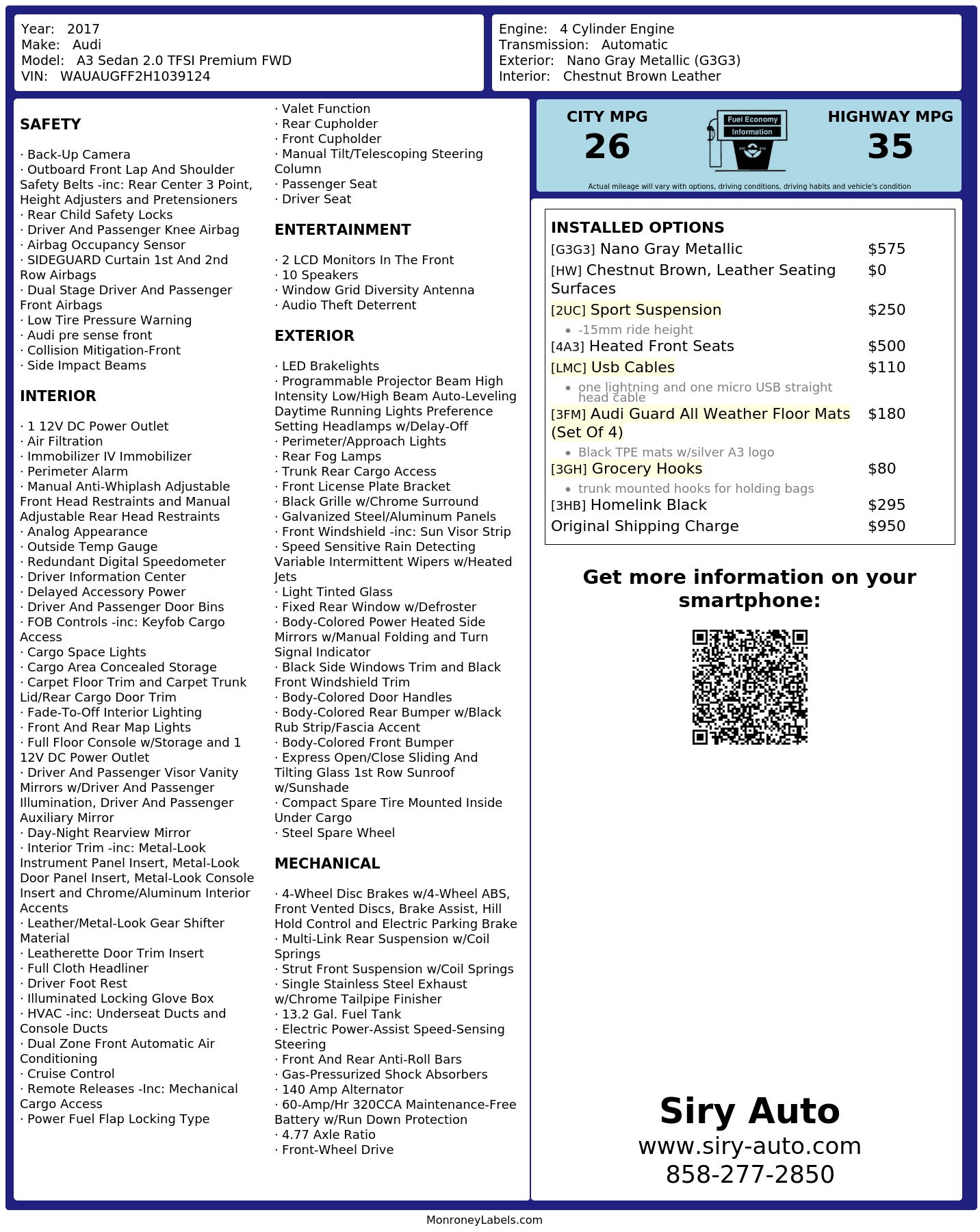 Monroney Label