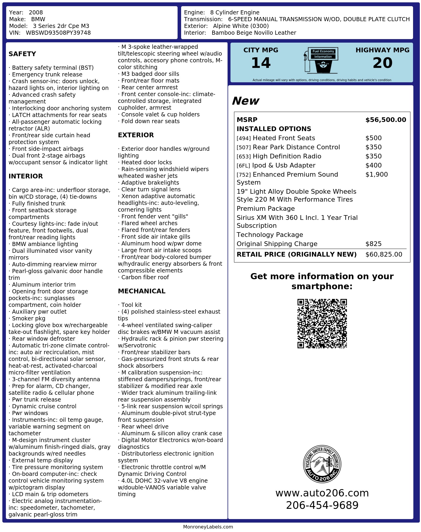 Monroney Label