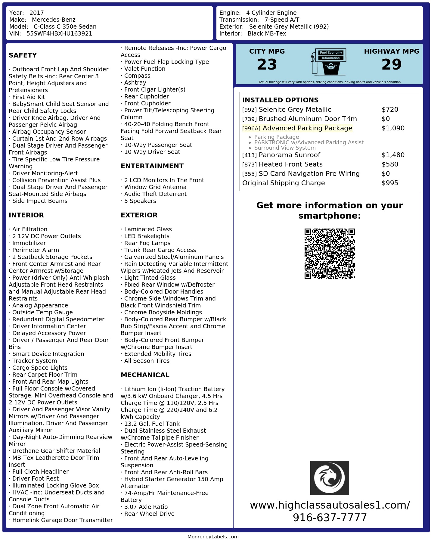 Monroney Label