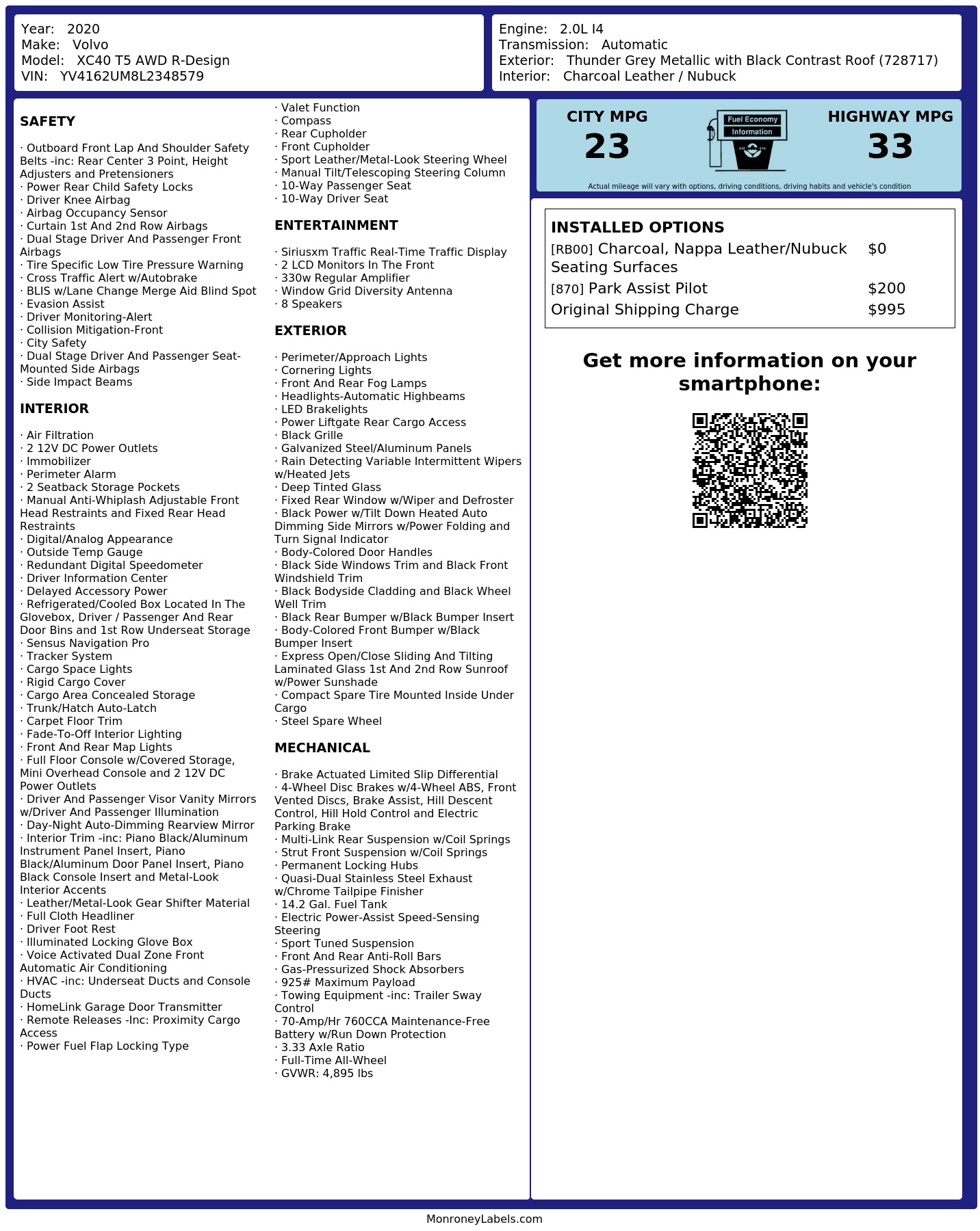 Monroney Label