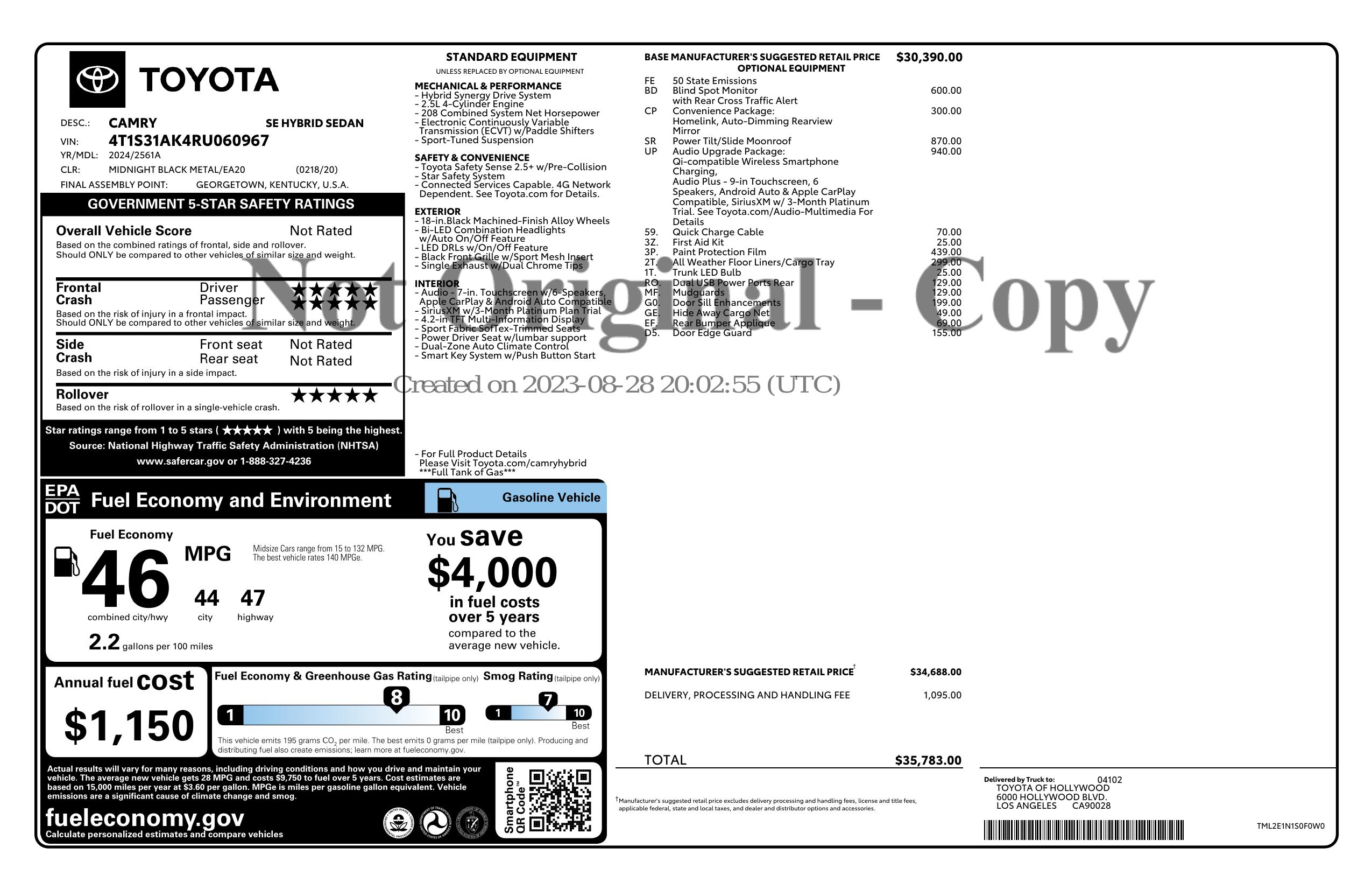 Monroney Label