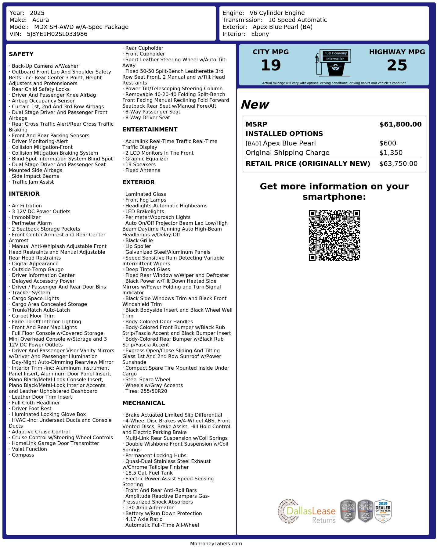 Monroney Label