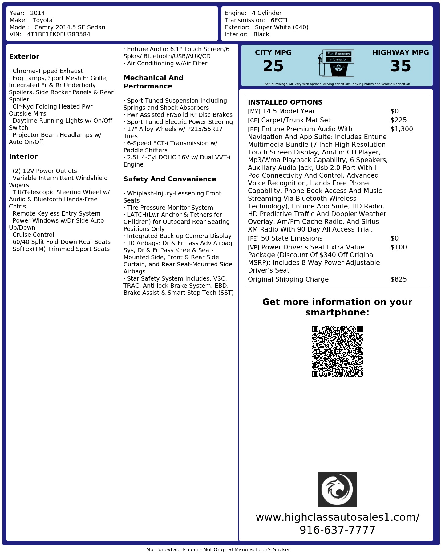 Monroney Label