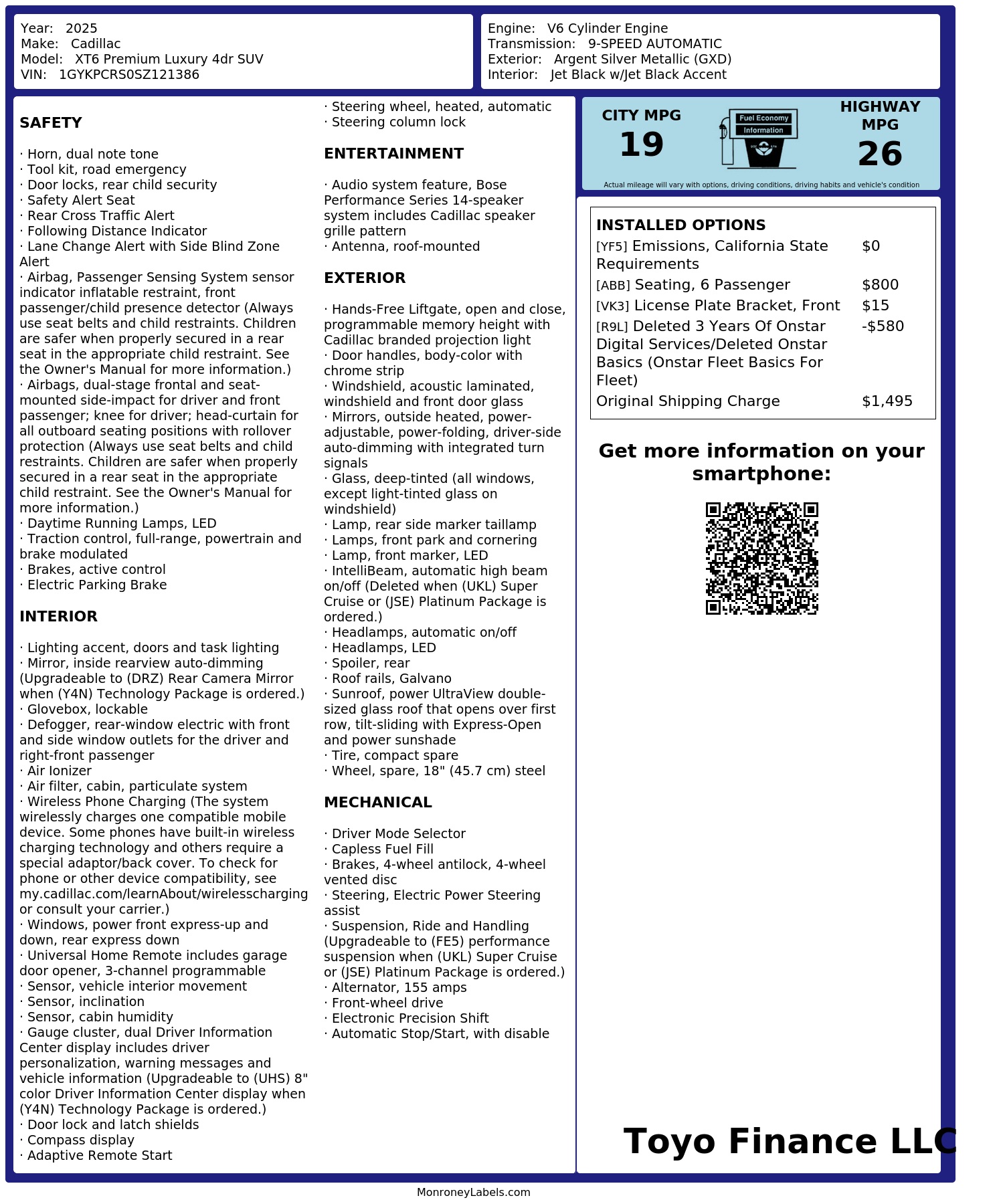 Monroney Label