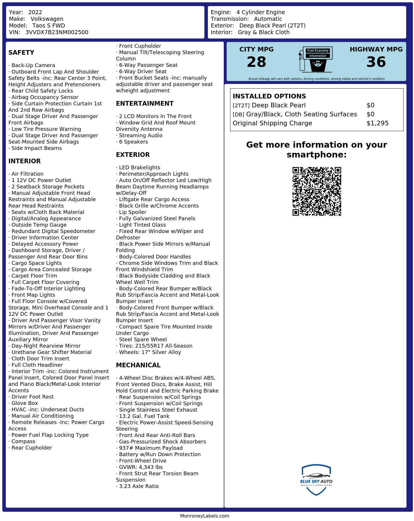 Monroney Label