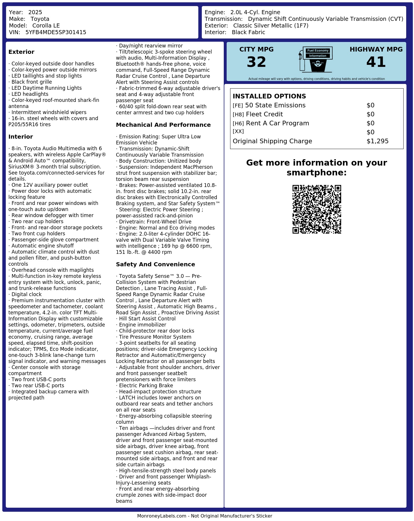 Monroney Label